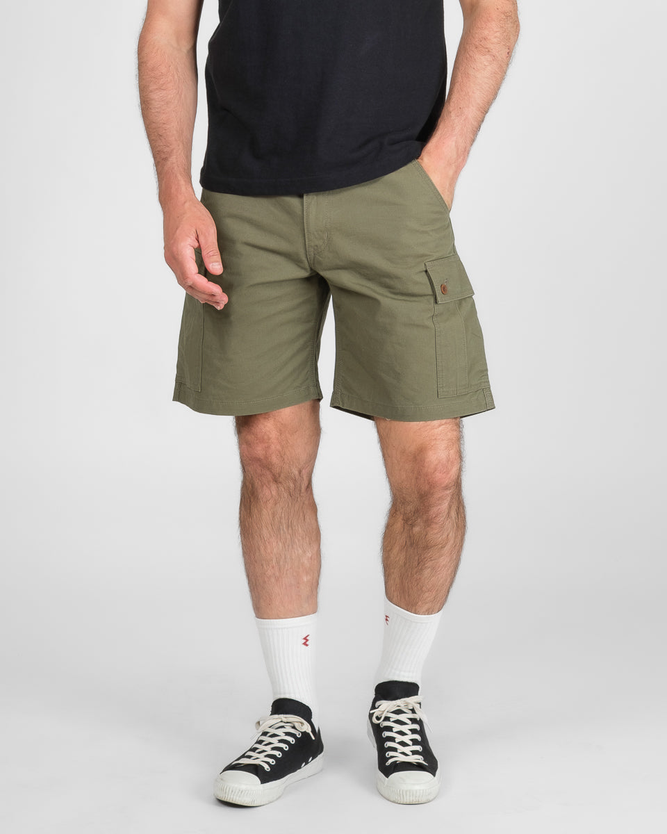 9oz Canvas Military Cargo Shorts - Green