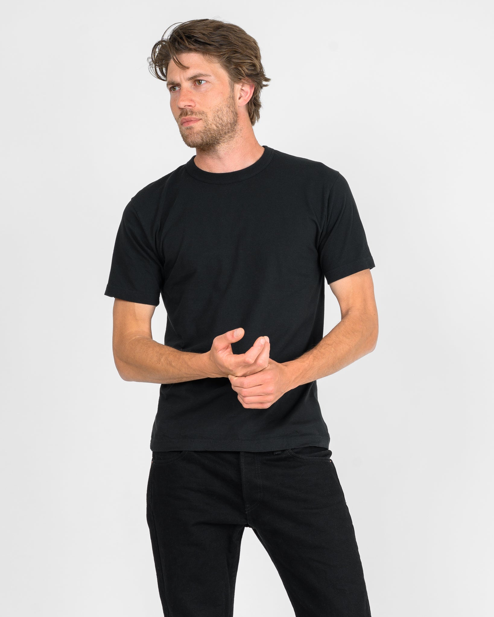 UTILITEES - 5.5oz Loopwheel Crew Neck T-Shirt - Black