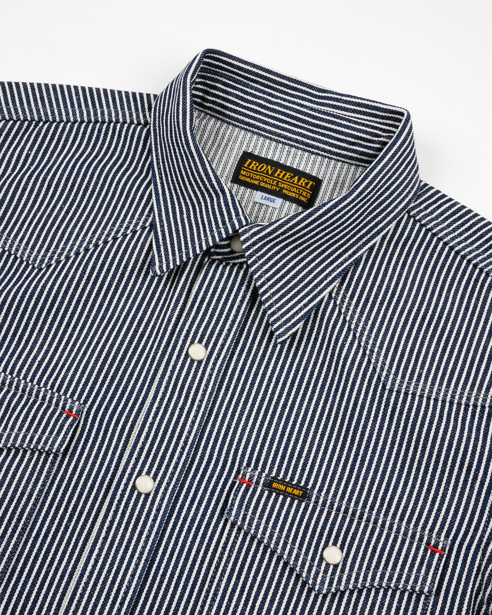 Iron Heart Japanese Hickory Stripe Western Shirt - Indigo