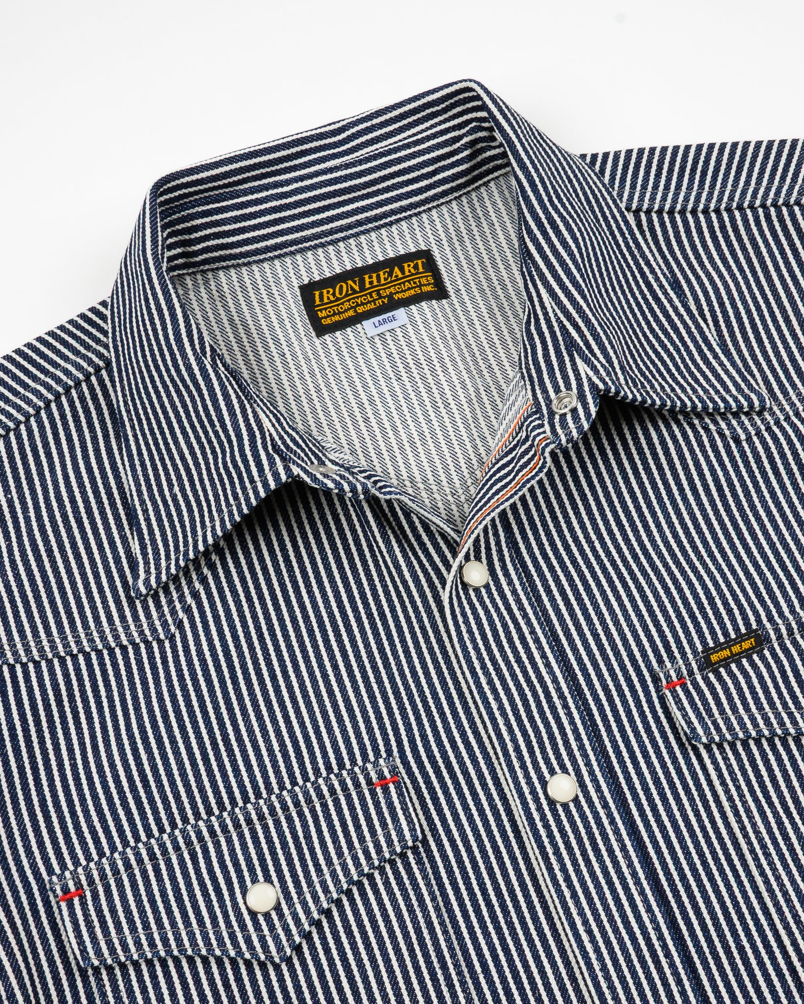 Iron Heart Japanese Hickory Stripe Western Shirt - Indigo