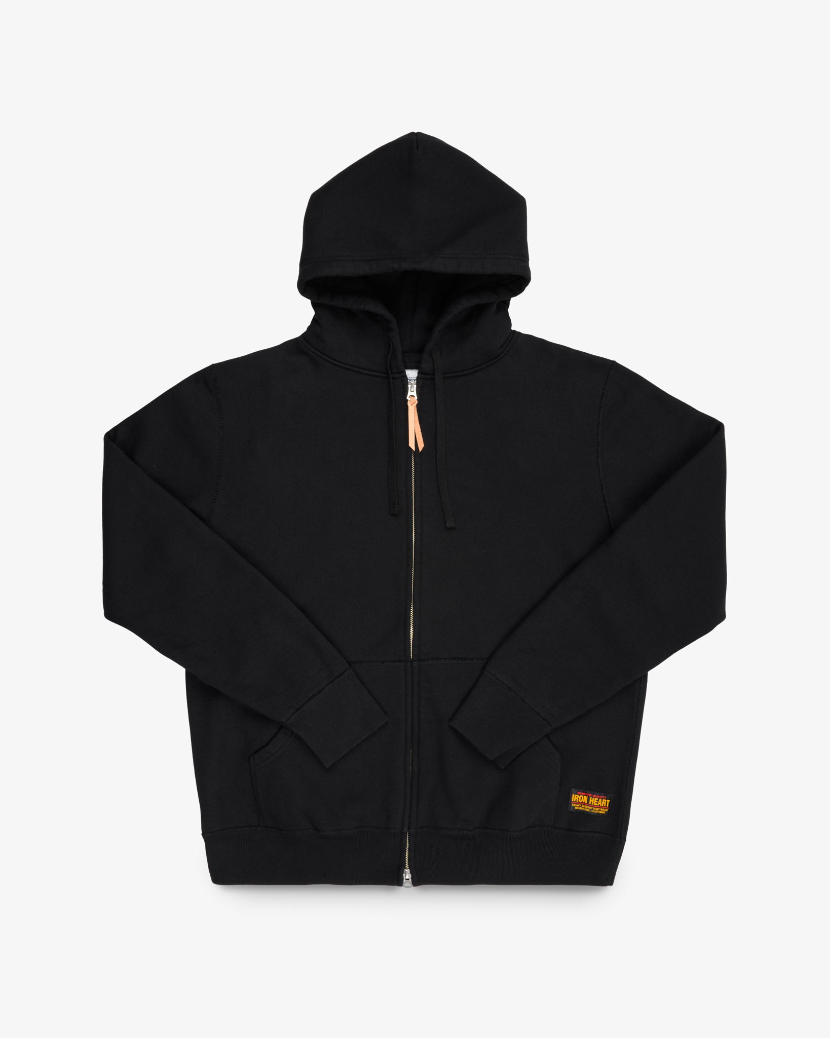 14oz Ultra Heavyweight Loopwheel Cotton Zip Up Hoodie - Black