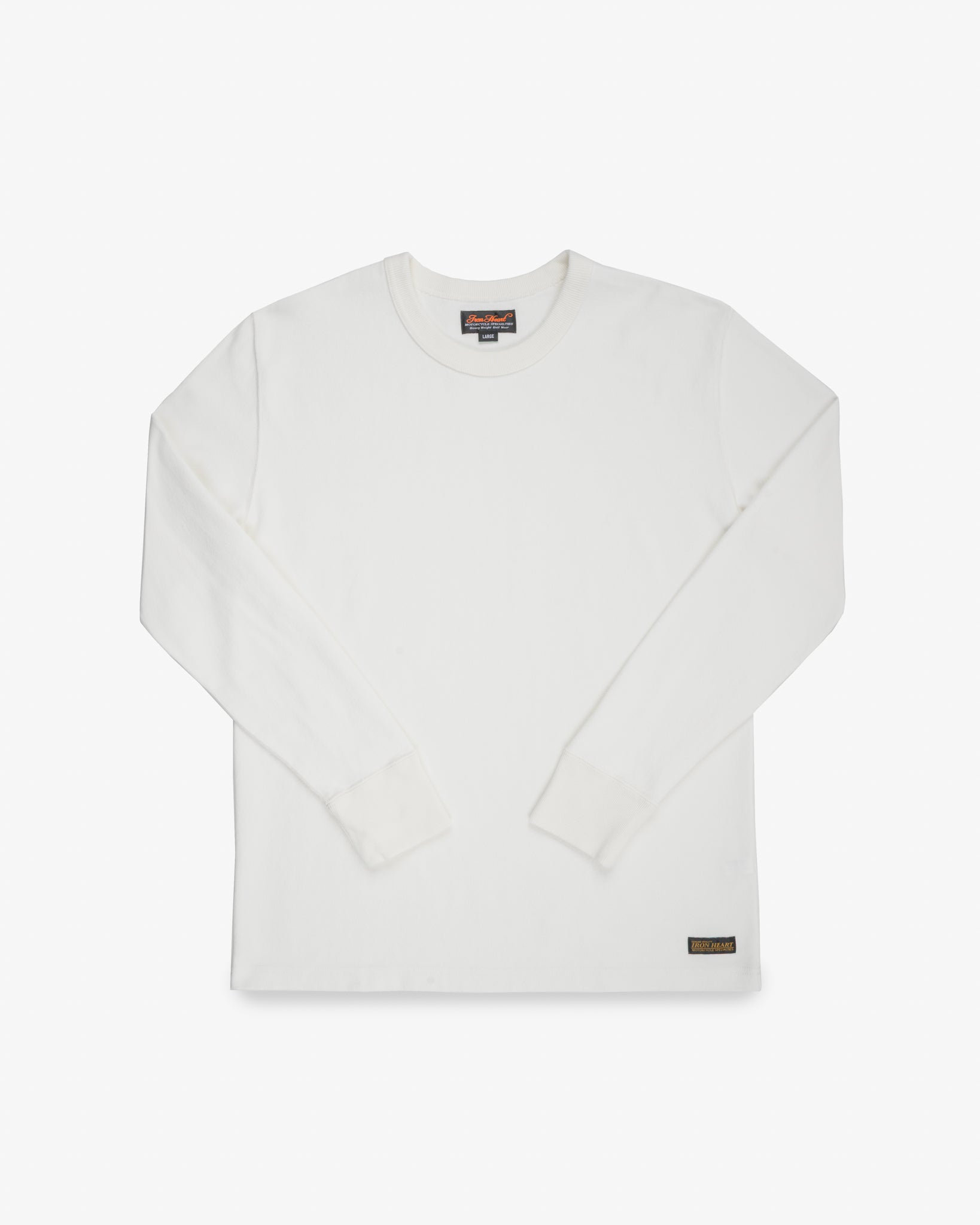 11oz Cotton Knit Long Sleeved Crew Neck Sweater - White