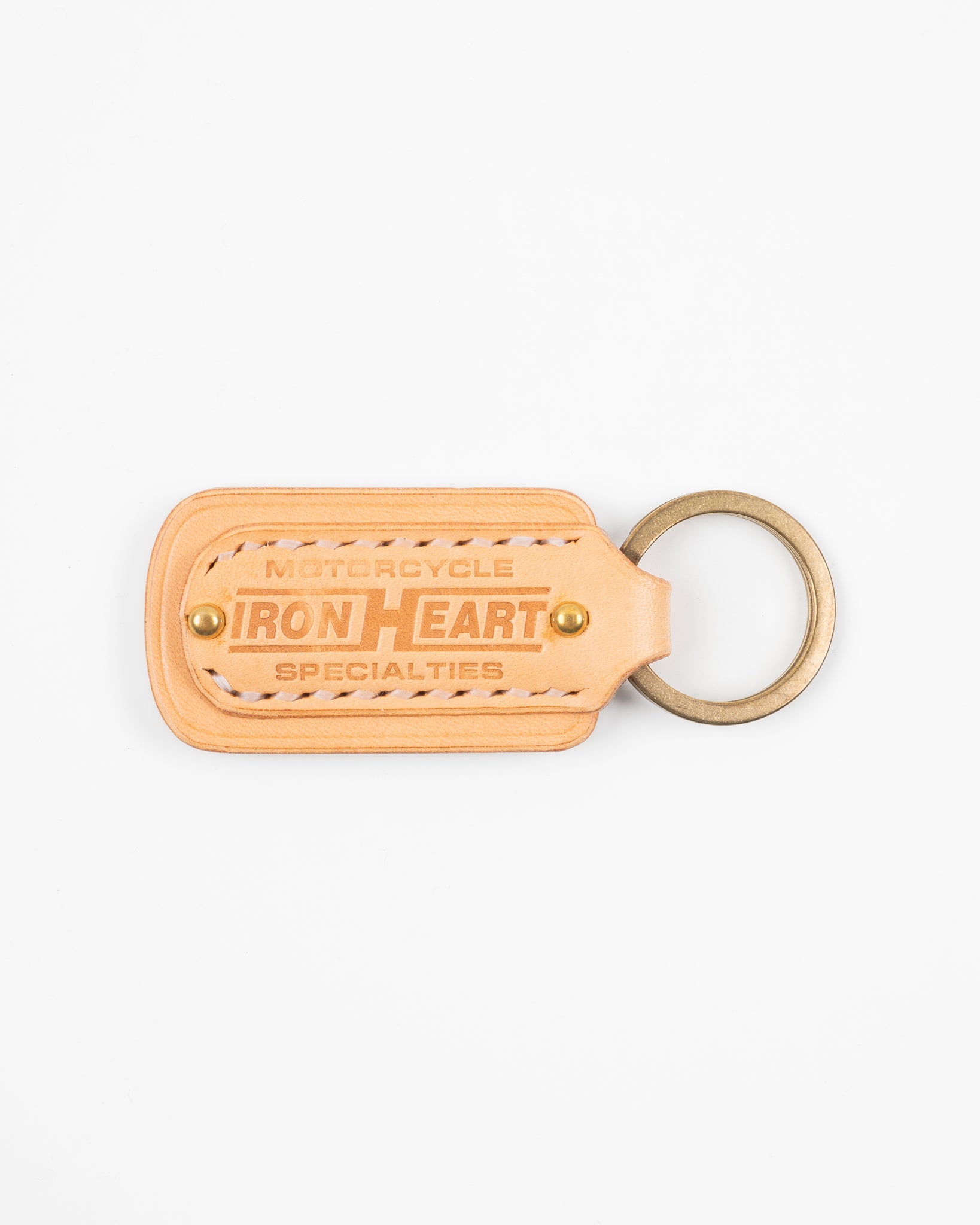 Buttero Leather Key Ring w/Embossed Iron Heart Logo - Natural