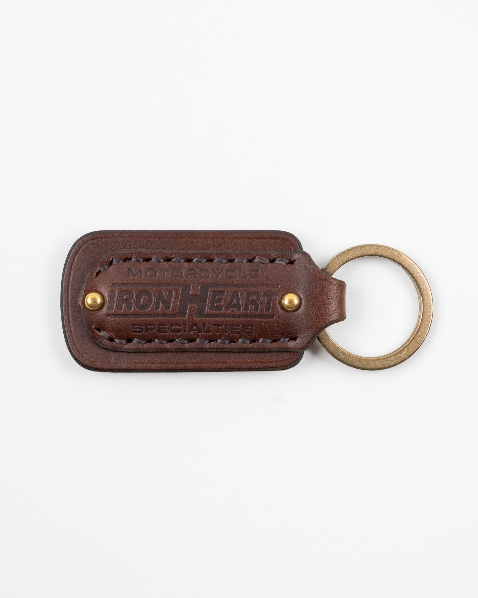 Buttero Leather Key Ring w/Embossed Iron Heart Logo - Brown