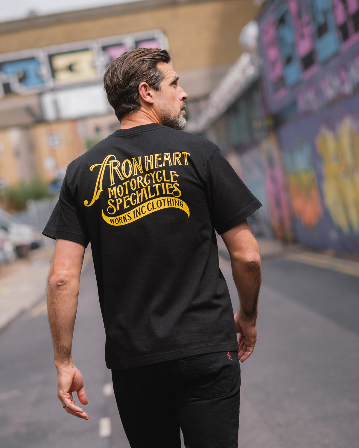 7.5oz Printed Loopwheel Crew Neck T-Shirt - Black – Iron Heart