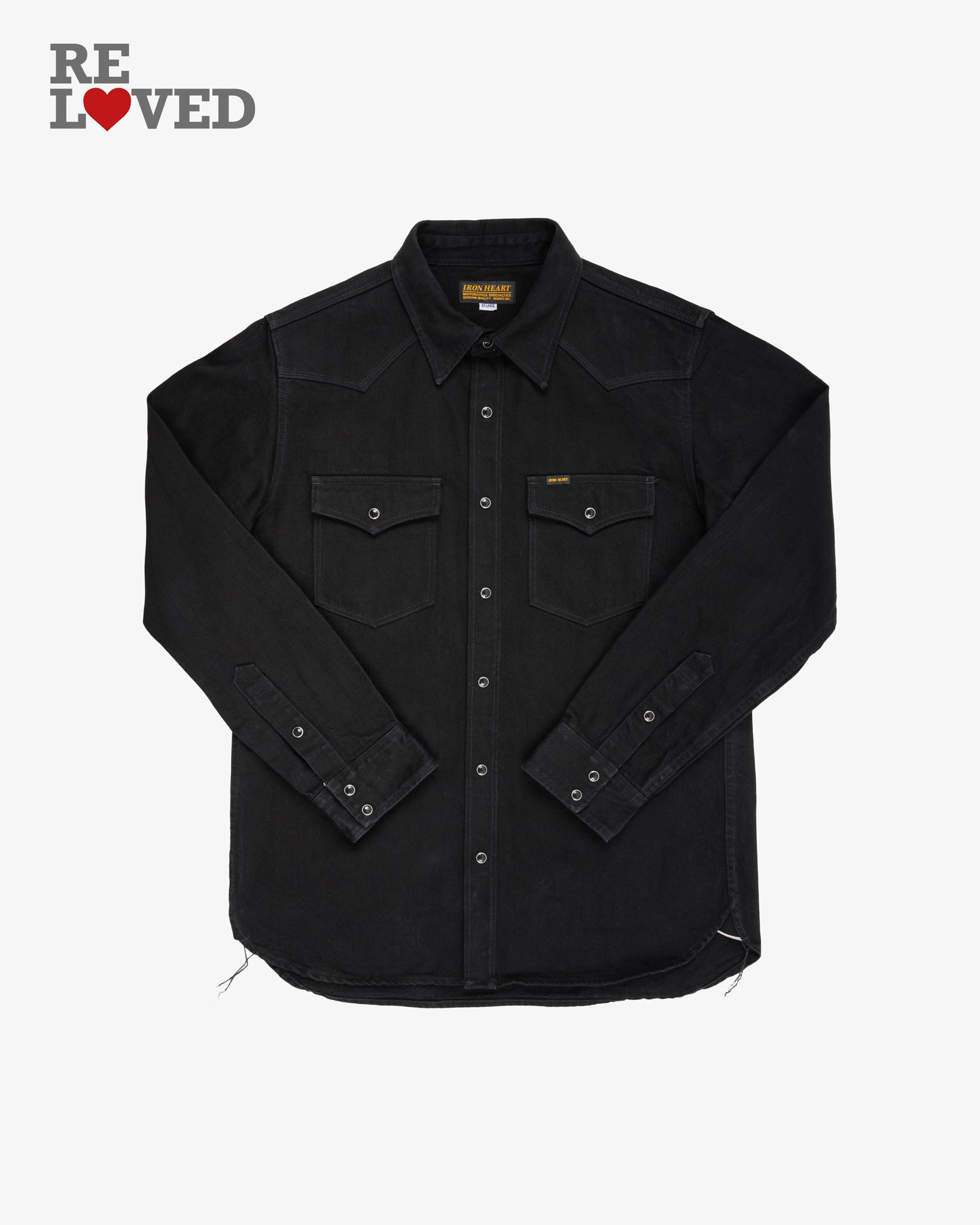 12oz Selvedge Denim Western Shirt "The Johnny Cash III" - Black (IHSH-218-BLK) Tag XXL