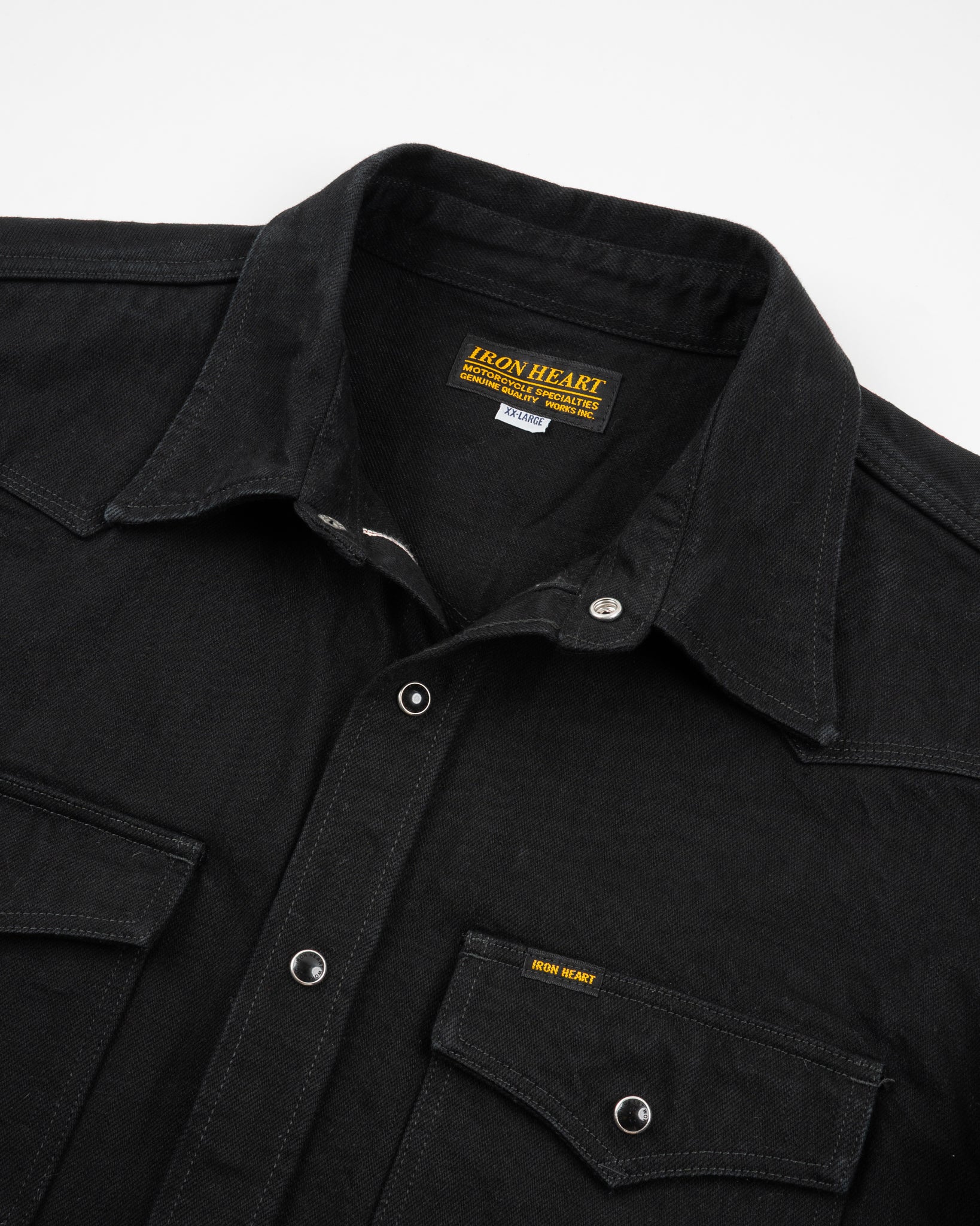 12oz Selvedge Denim Western Shirt "The Johnny Cash III" - Black (IHSH-218-BLK) Tag XXL