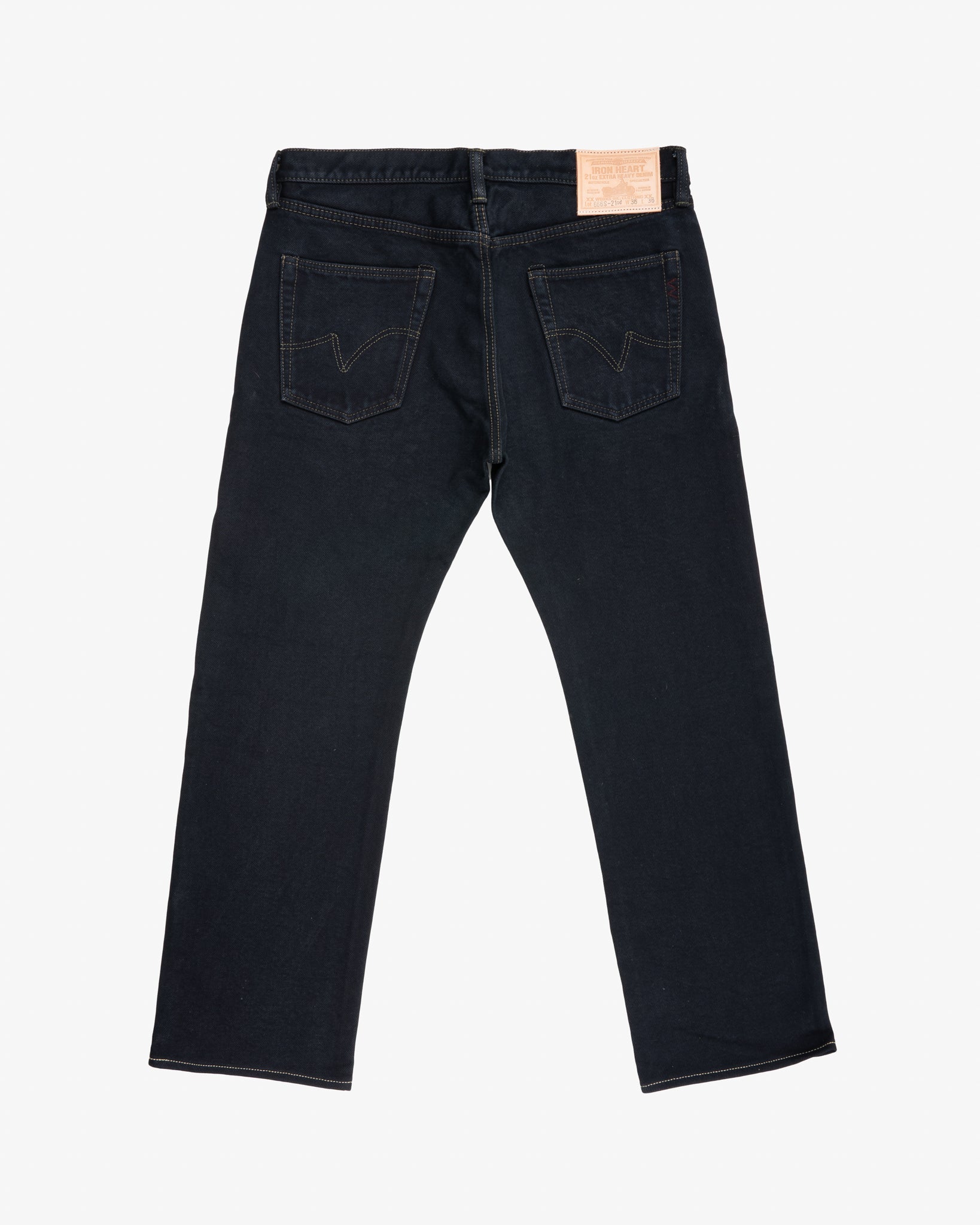 21oz Selvedge Denim Slim Straight Cut Jeans - Indigo Overdyed Black (IH-666S-21od) Tag 36, Hemmed to 29.5""