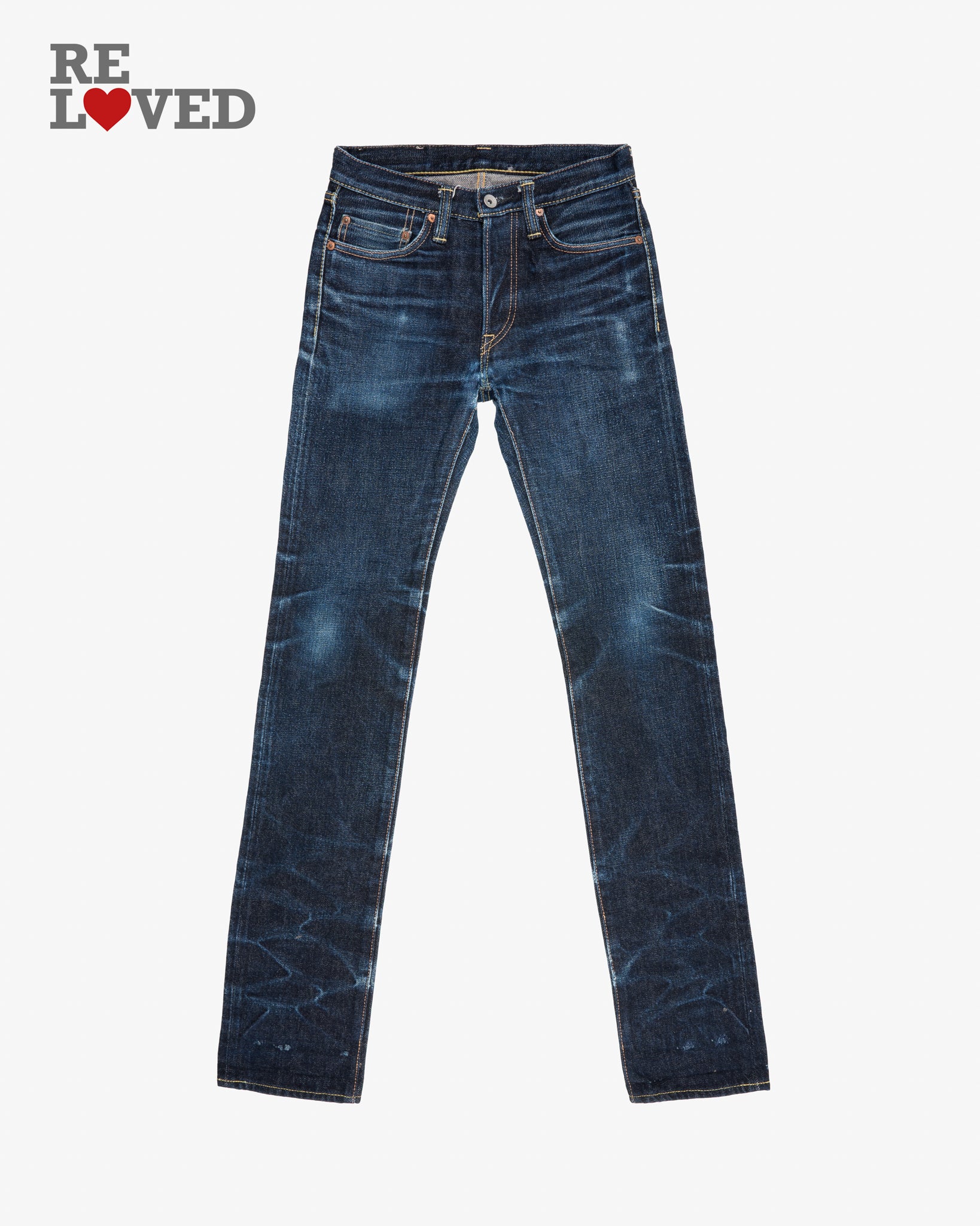 18oz Raw Selvedge Denim Slim Straight Cut - Indigo (IH-666S) Tag 28, Hemmed to 36.0"