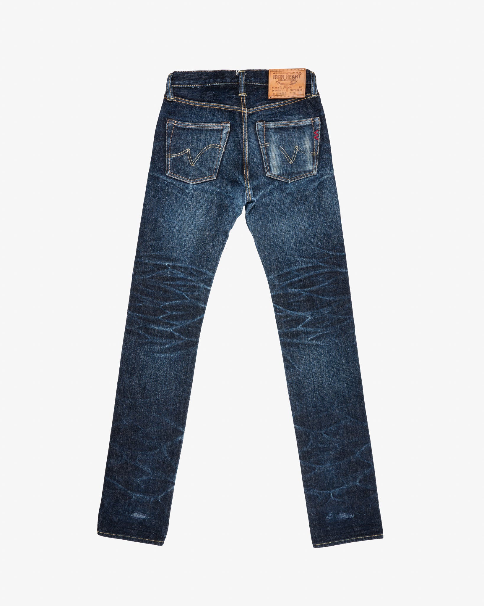 18oz Raw Selvedge Denim Slim Straight Cut - Indigo (IH-666S) Tag 28, Hemmed to 36.0"