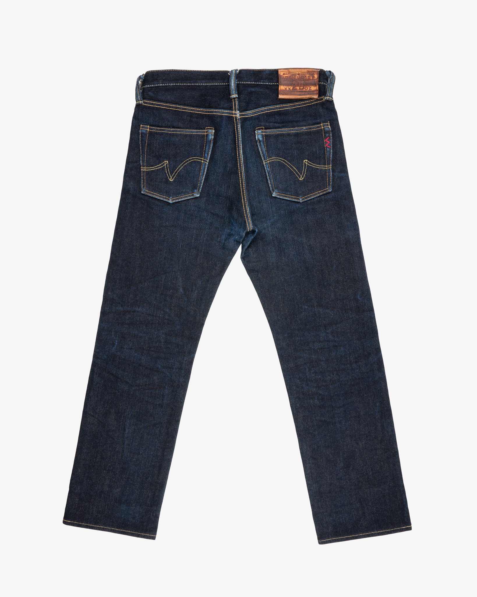 25oz Selvedge Denim Slim Straight Cut Jeans - Indigo/Black (IH-666-XHSib) Tag 34, Hemmed to 30.5"