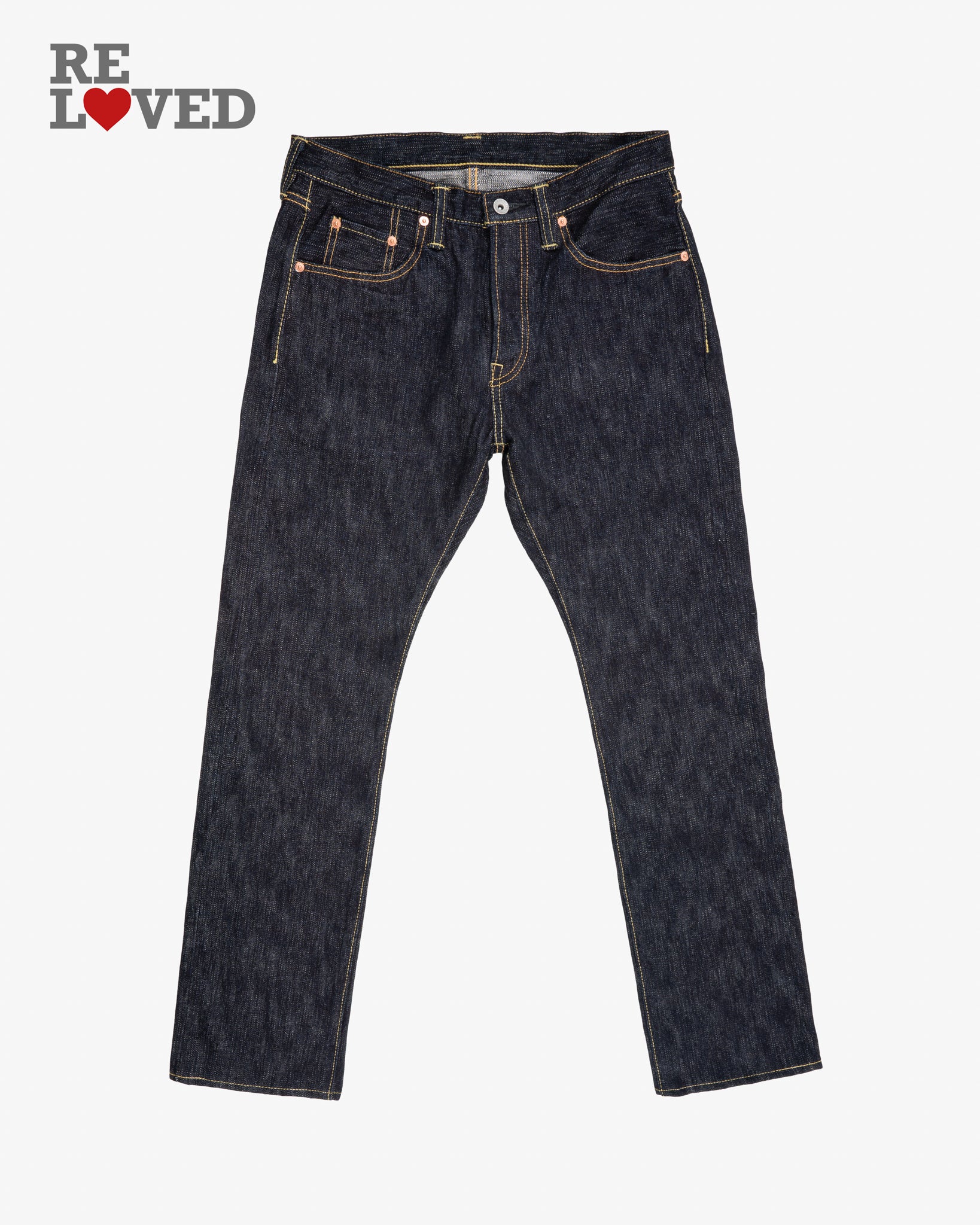 16oz Slubby Selvedge Denim Super Slim Cut Jeans - Indigo (IH-555S-SLB) Tag 33, Hemmed to 31.0"