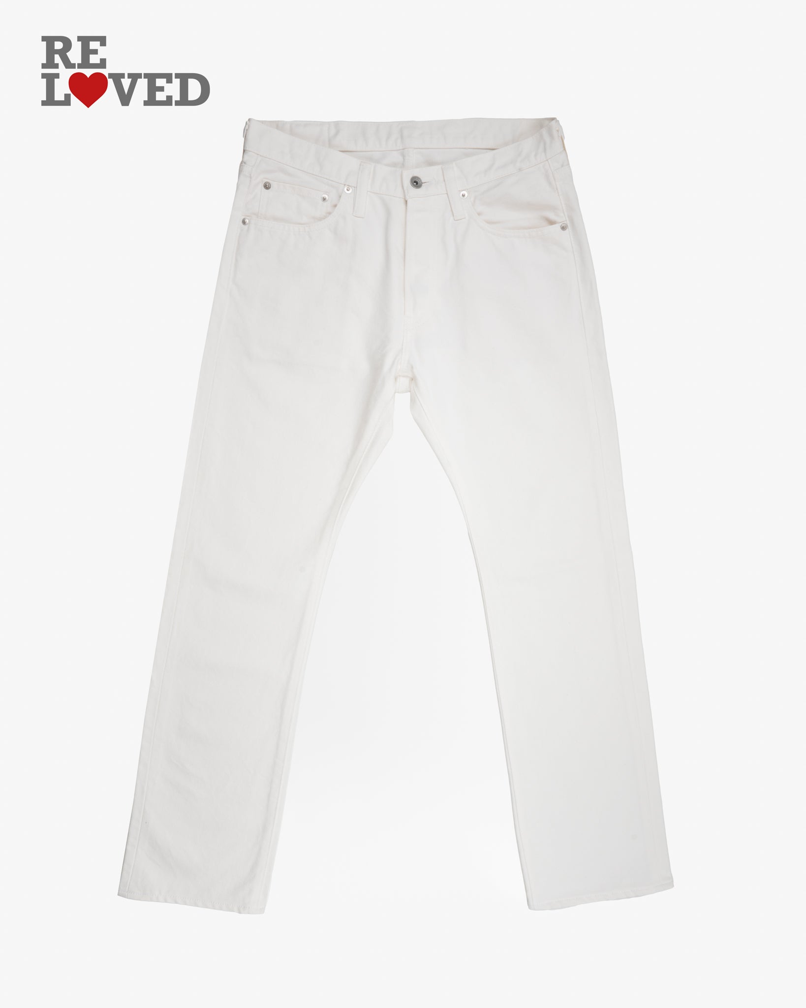 13.5oz Denim Super Slim Cut Jeans - White (IH-555-WT) Tag 33, Hemmed to 30.2"