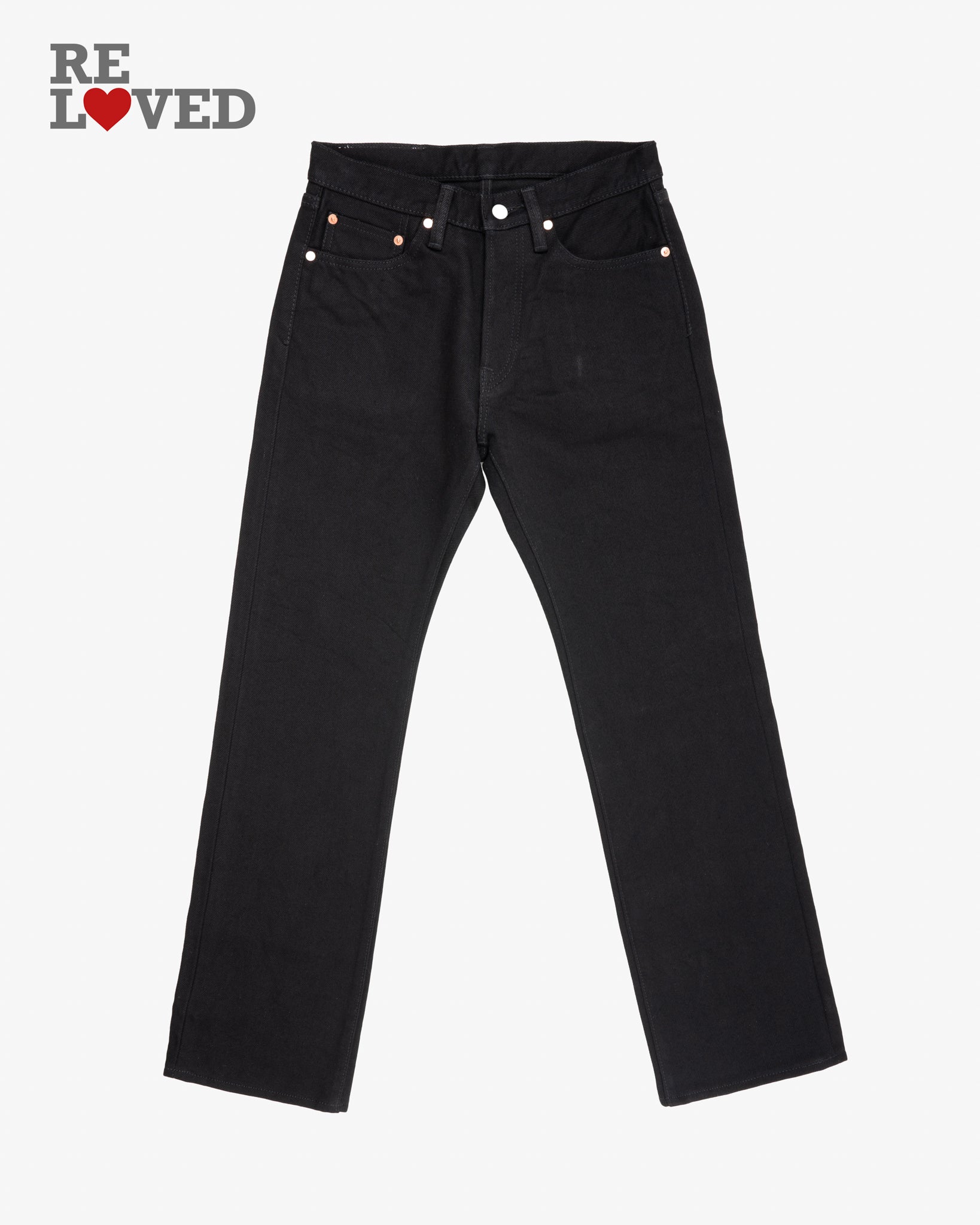 21oz Selvedge Denim Straight Cut Jeans -  Superblack (Fades To Grey) (IH-634S-SBG) Tag 30, Hemmed to 30.5"