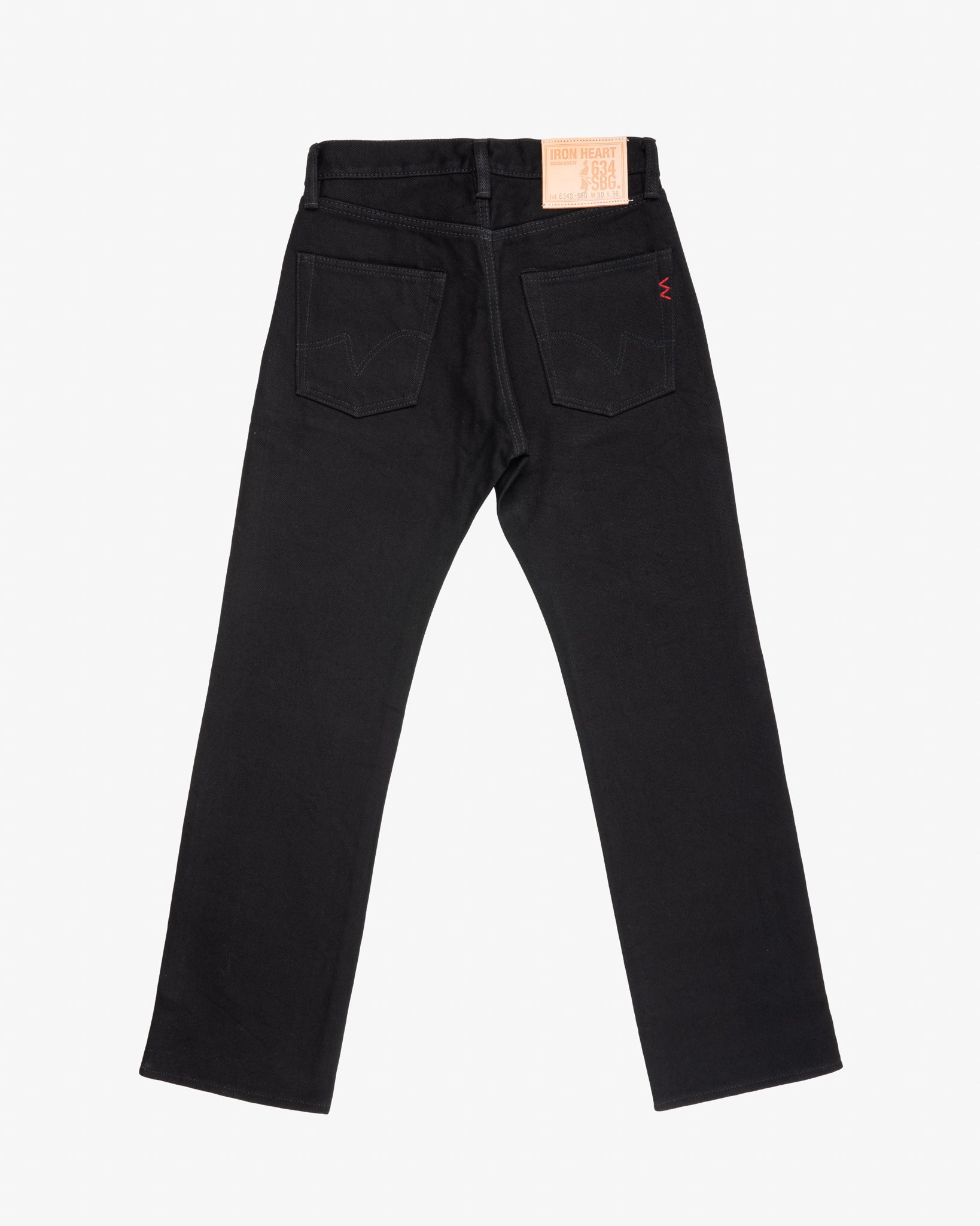 21oz Selvedge Denim Straight Cut Jeans -  Superblack (Fades To Grey) (IH-634S-SBG) Tag 30, Hemmed to 30.5"