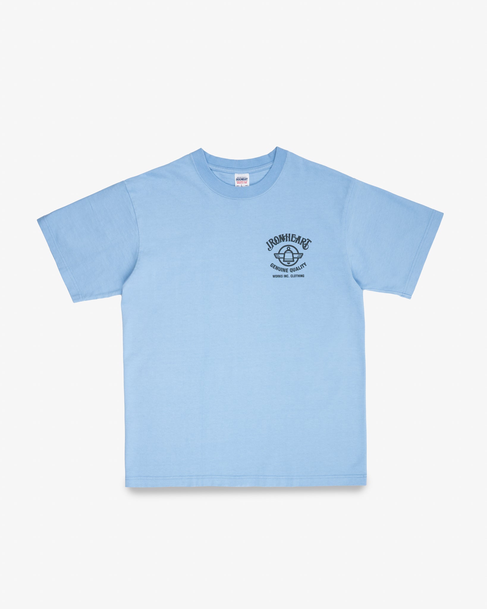7.5oz Printed Loopwheel Crew Neck T-Shirt - Sax Blue