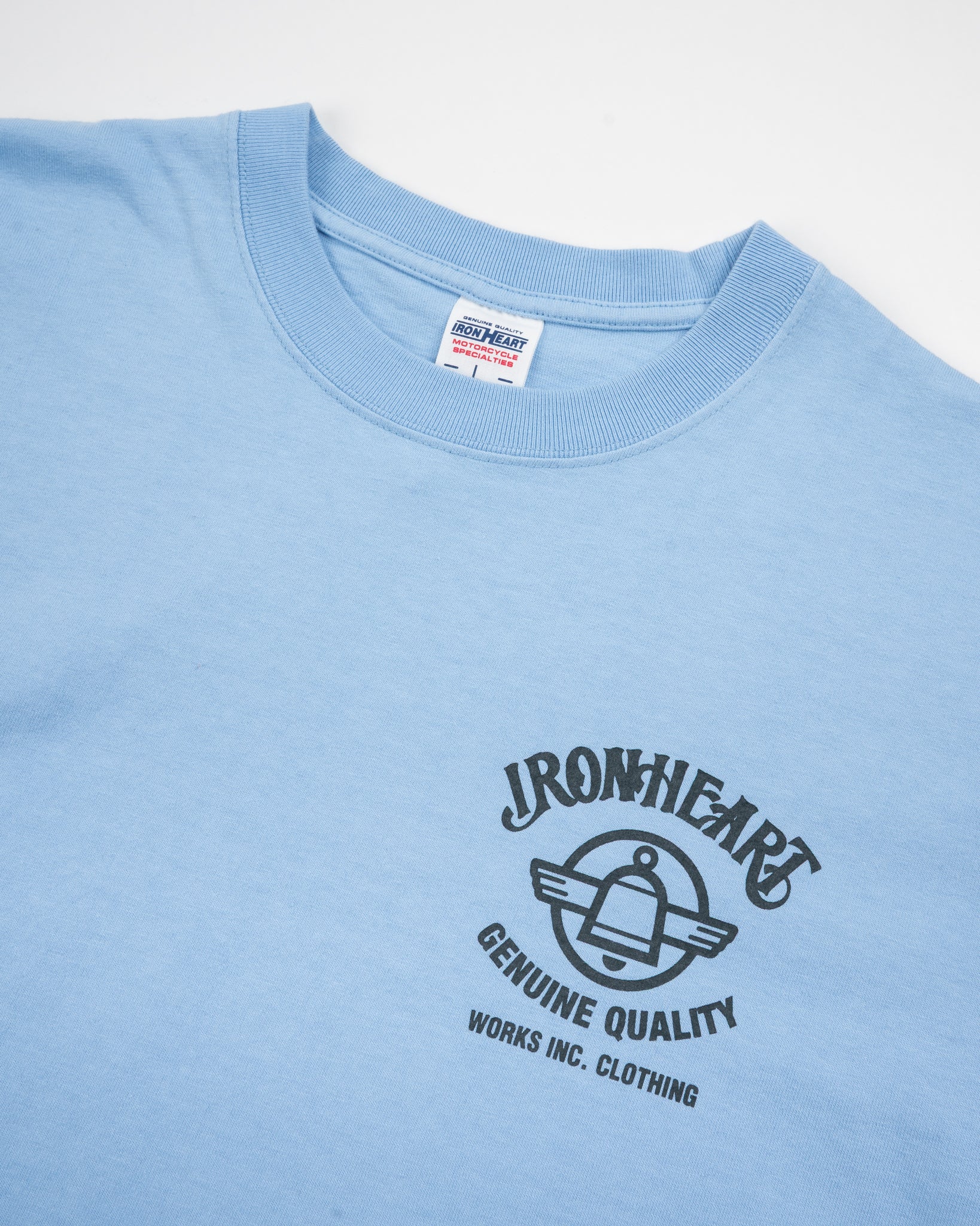 7.5oz Printed Loopwheel Crew Neck T-Shirt - Sax Blue – Iron Heart