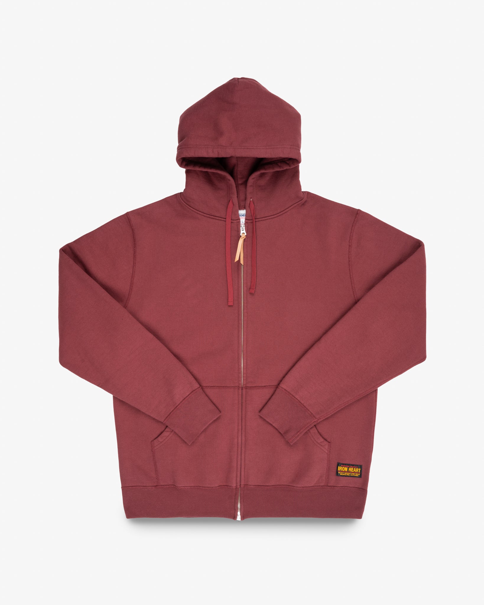 14oz Ultra Heavyweight Loopwheel Cotton Zip Up Hoodie - Burgundy