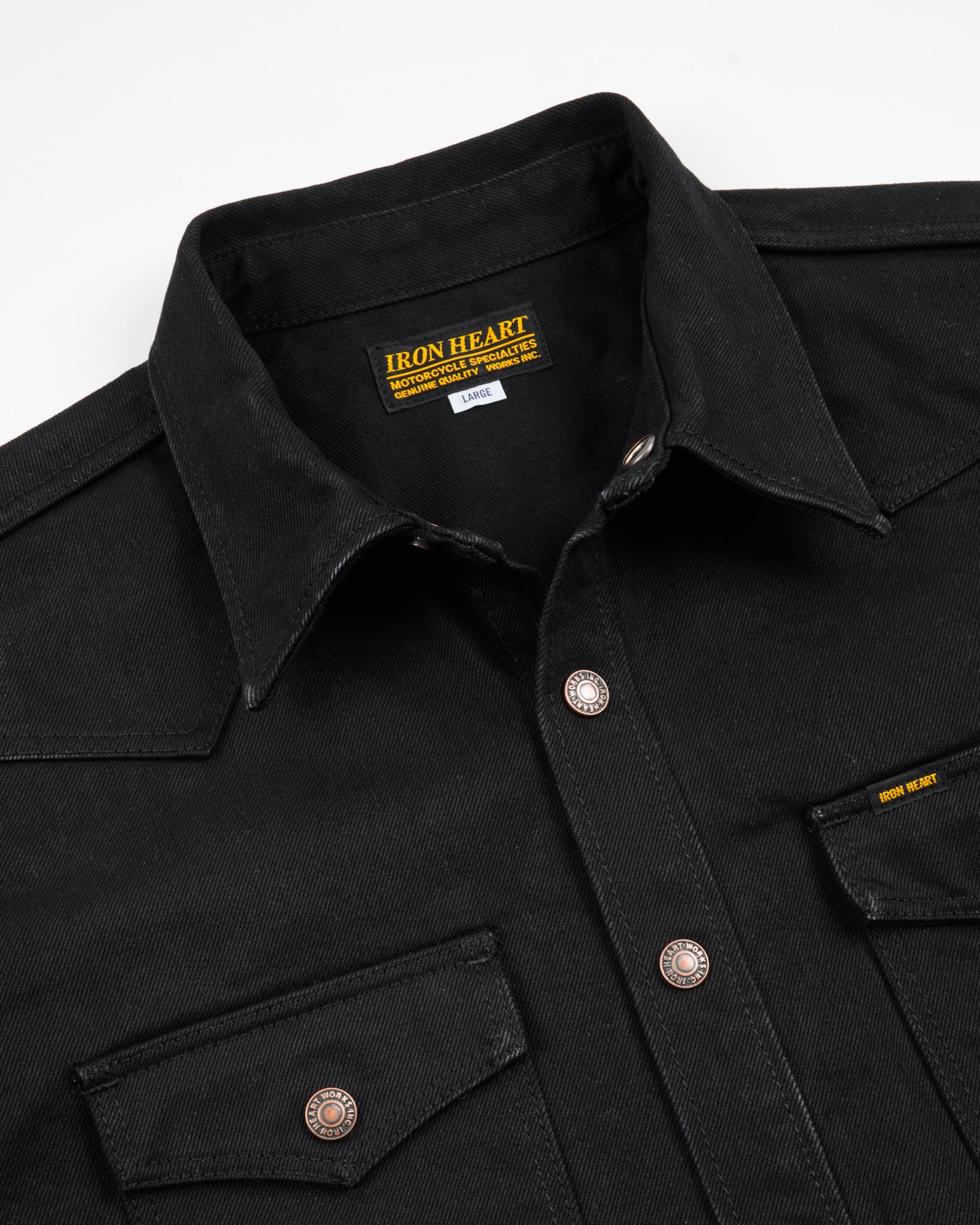 16oz Non-Selvedge Denim CPO Shirt - Superblack (Fades To Grey