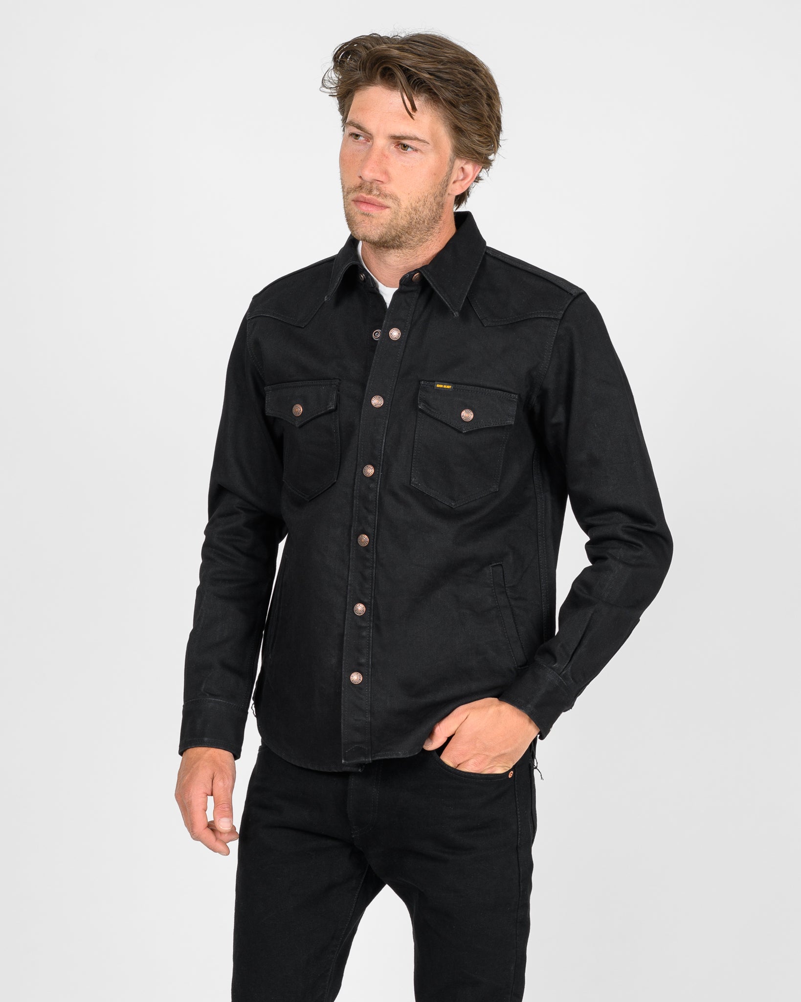 16oz Non-Selvedge Denim CPO Shirt - Superblack (Fades To Grey)