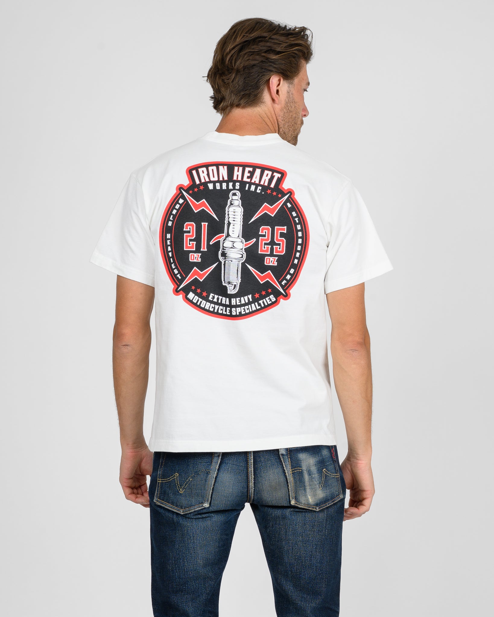 7.5oz Printed Loopwheel Crew Neck T-Shirt - White