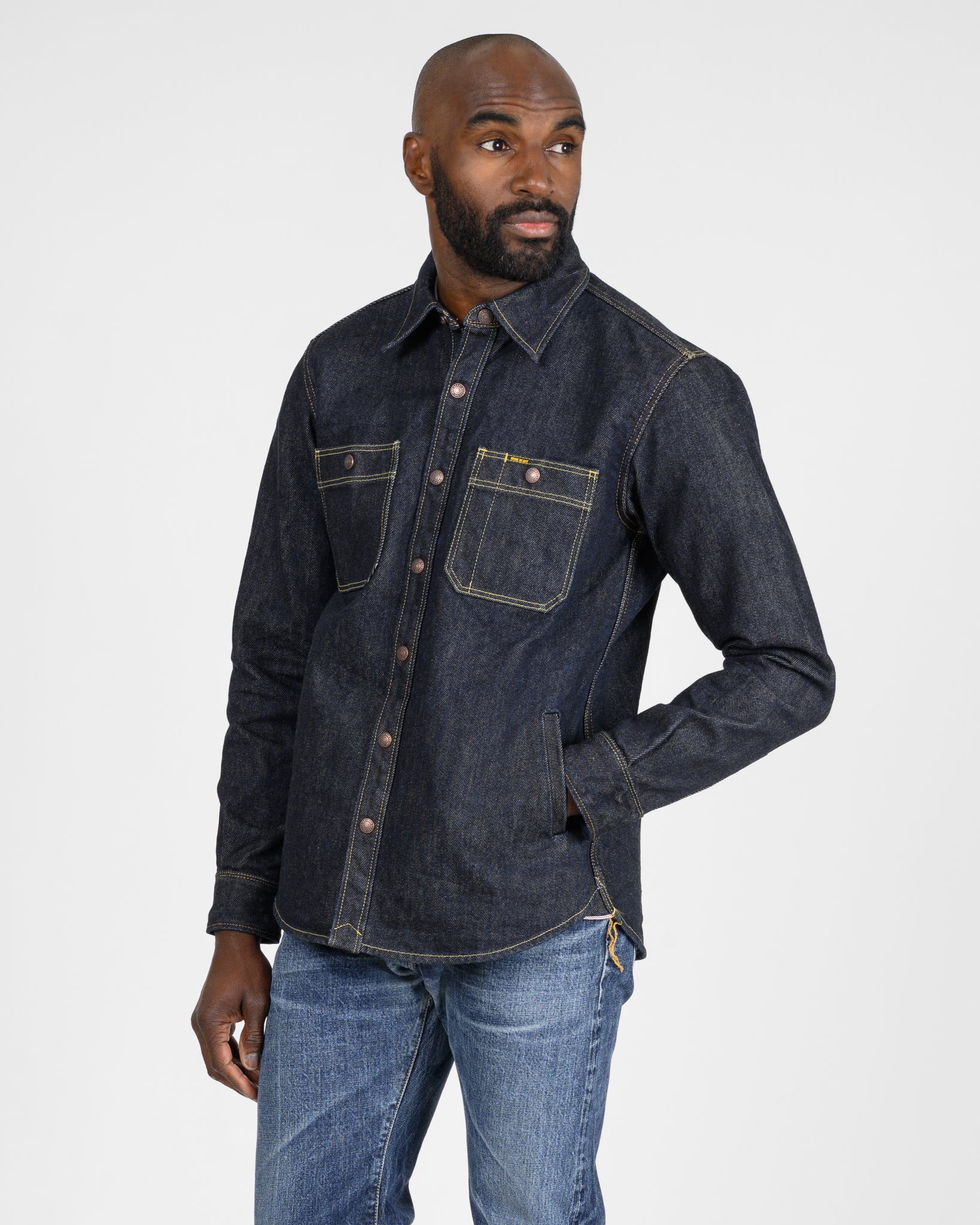 21oz Selvedge Denim CPO Work Shirt - "The UnTucked" - Indigo