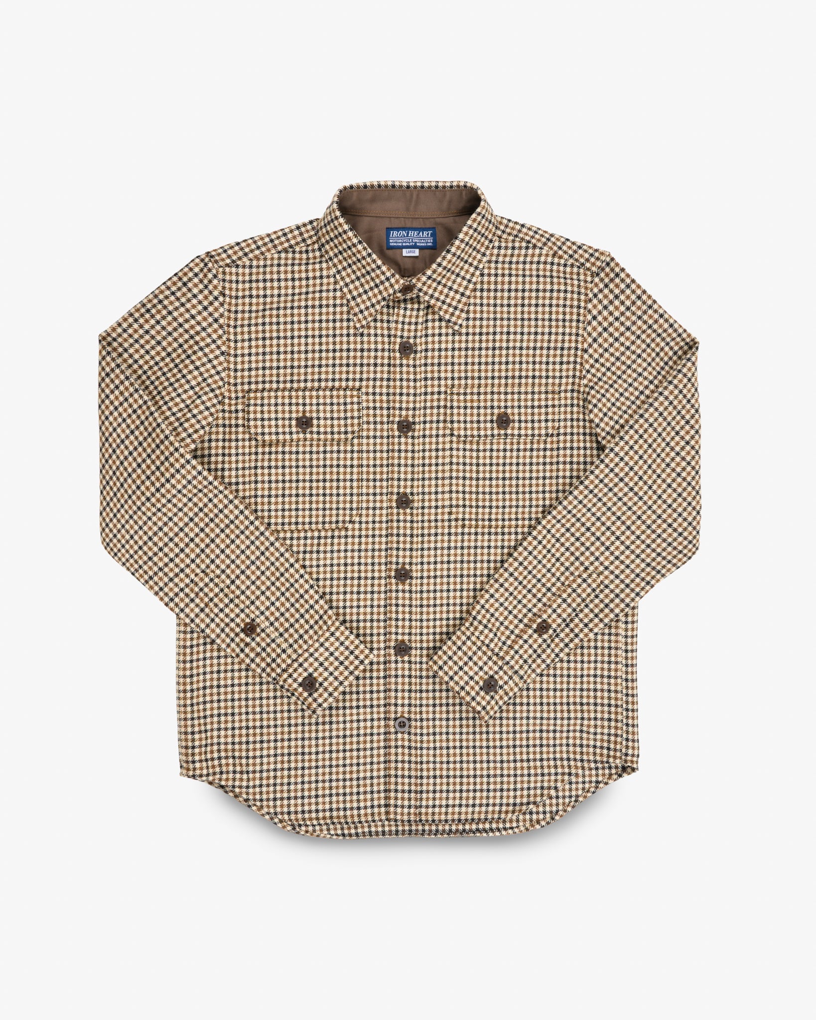14oz Fox Brothers® Wool CPO Shirt - Saddle Brown Gun Club Twill Flannel