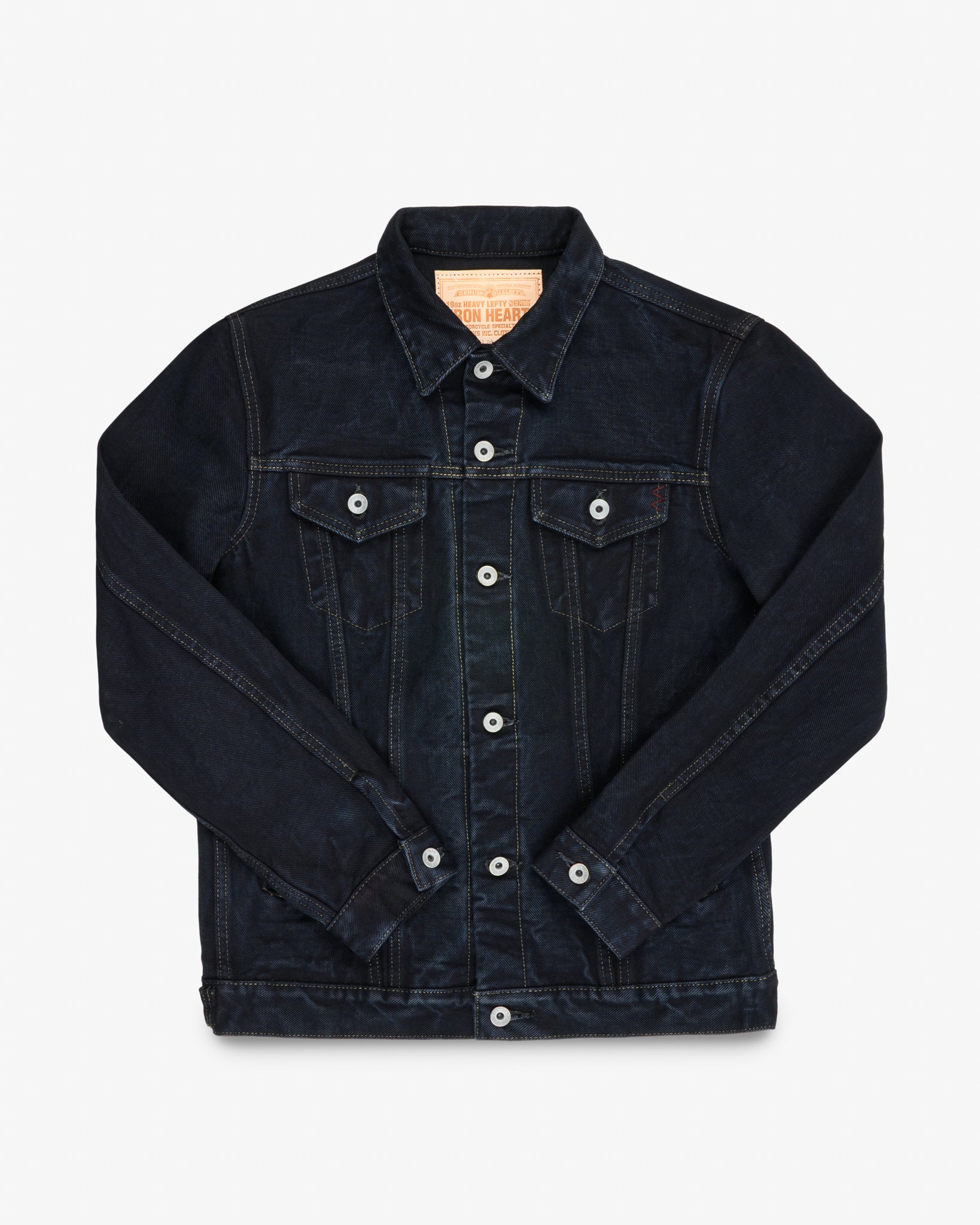 19oz Left-Hand Twill Selvedge Denim Type III Jacket -  Indigo Overdyed Black