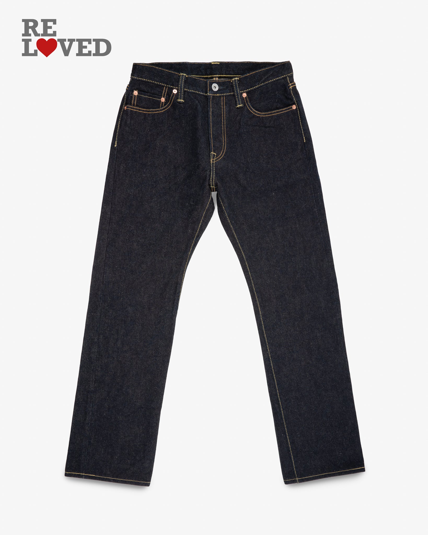 19oz Left Hand Twill Selvedge Denim Straight Cut Jeans - Indigo (IH-634S-19L) Tag 32, Hemmed to 32.0"