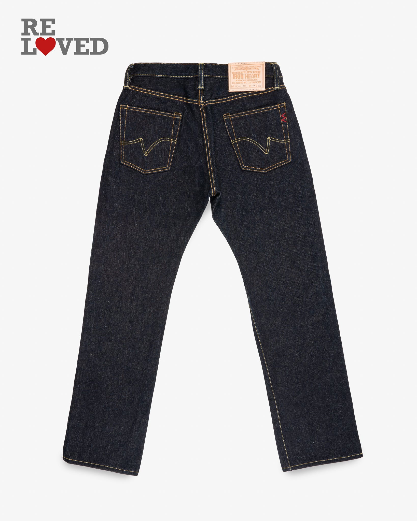 19oz Left Hand Twill Selvedge Denim Straight Cut Jeans - Indigo (IH-634S-19L) Tag 32, Hemmed to 32.0"