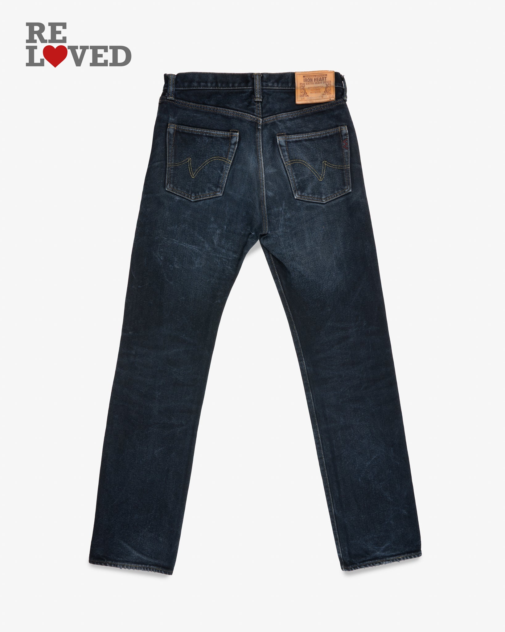 21oz Selvedge Denim Straight Cut Jeans - Indigo Overdyed Black (IHxB01xOD) Size 33, Hemmed to 34.4"