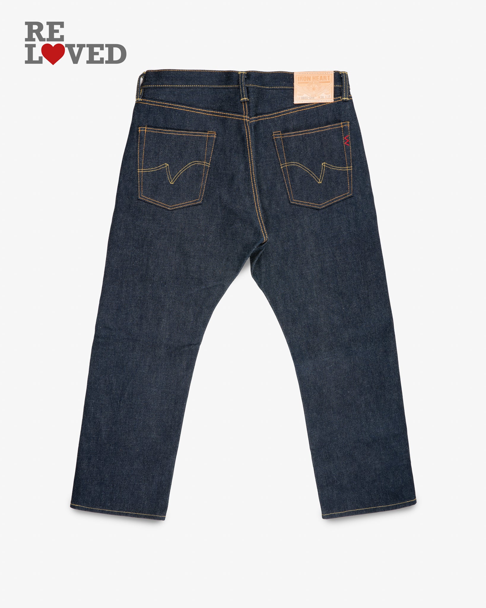 21/23oz Ultra Heavy Raw Selvedge Denim Medium/High Rise Tapered Cut Jeans - Indigo (IH-888S-UHR) Tag 38, Hemmed to 28.5"