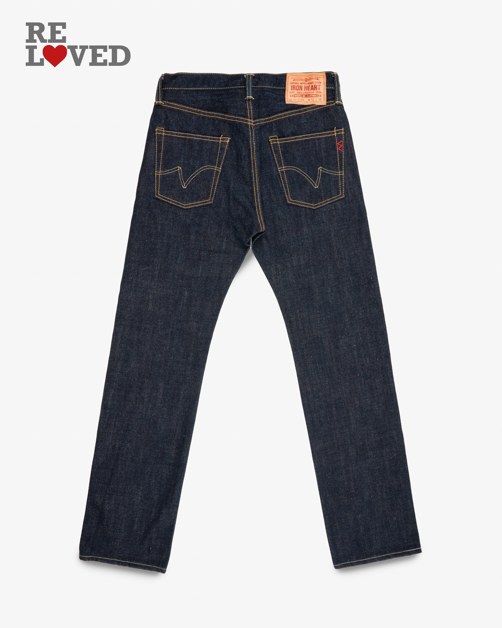 17oz Selvedge Denim Slim Straight Cut Jeans - Natural Indigo (IH-666N) Tag 32, Hemmed to 32.2"