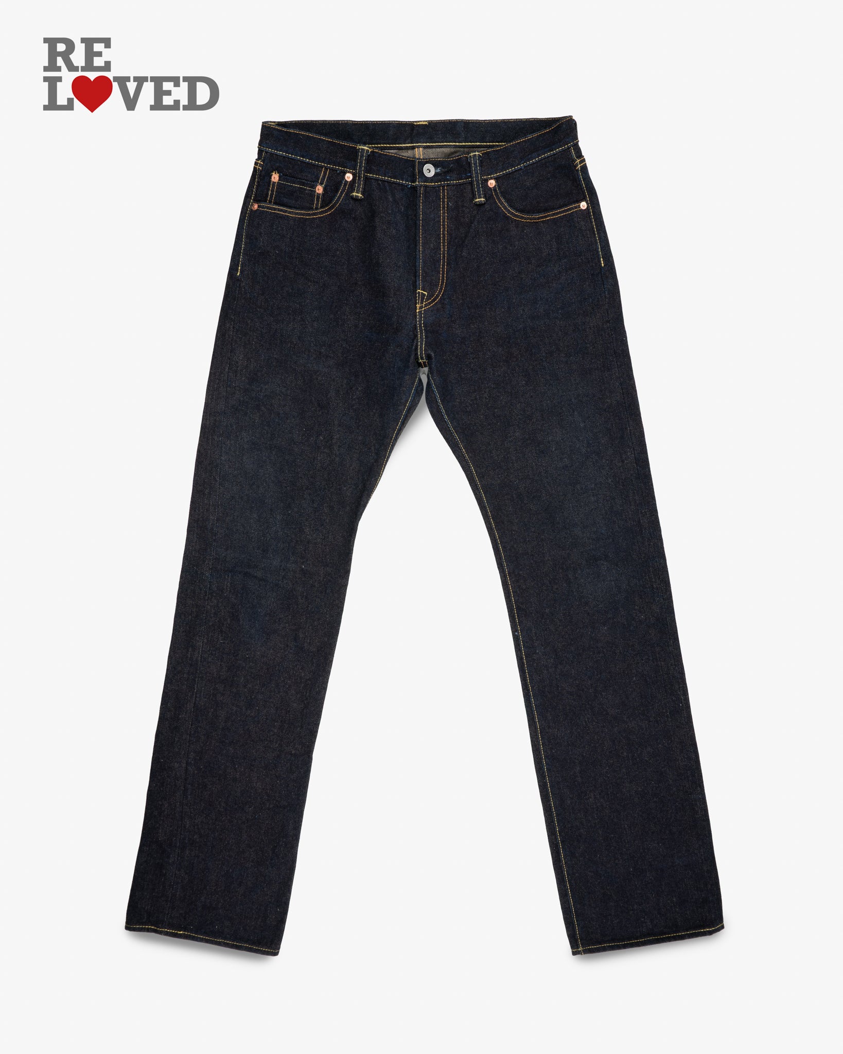 19oz Left Hand Twill Selvedge Denim Straight Cut Jeans - Indigo (IH-634S-19L) Tag 35, Hemmed to 36.0"