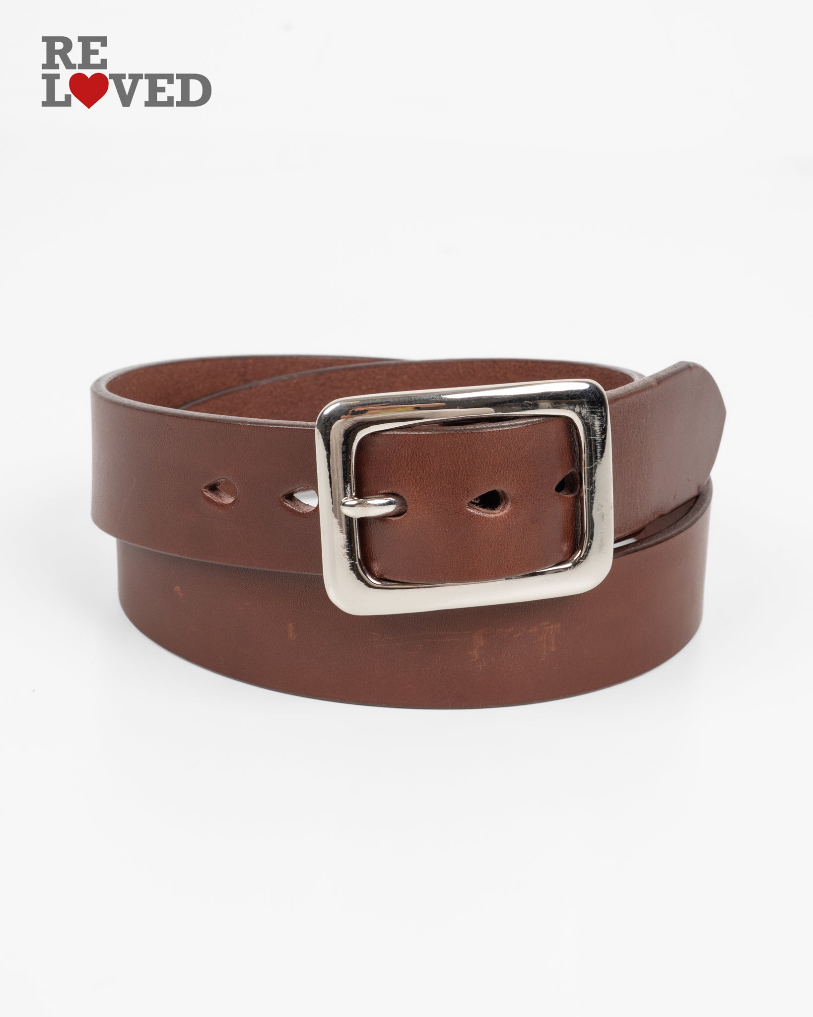 Heavy Duty "Tochigi" Leather Belt with Nickel Plated Garrison Buckle - Brown (IHB-08-BRN) Size XL