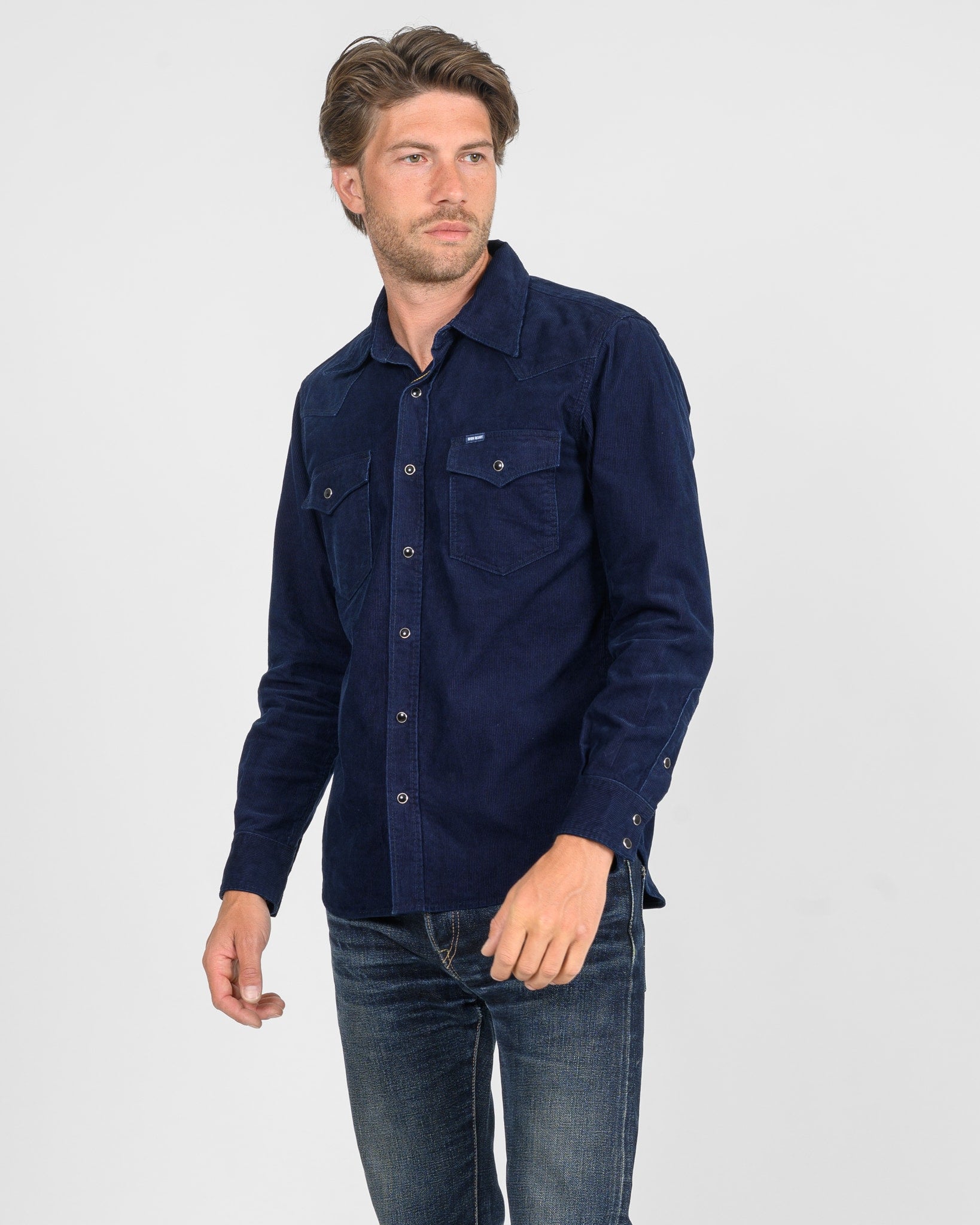 7.5oz Selvedge Corduroy Western Shirt - Indigo