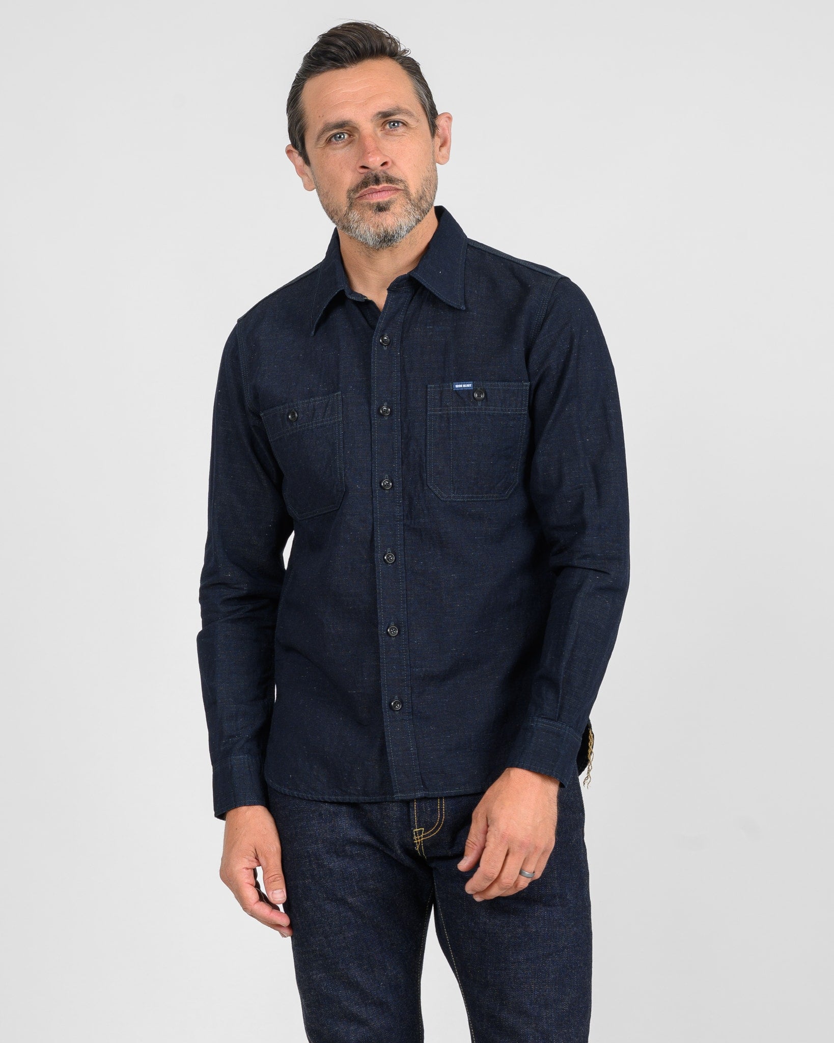 7oz Cotton Linen Chambray Work Shirt - Indigo
