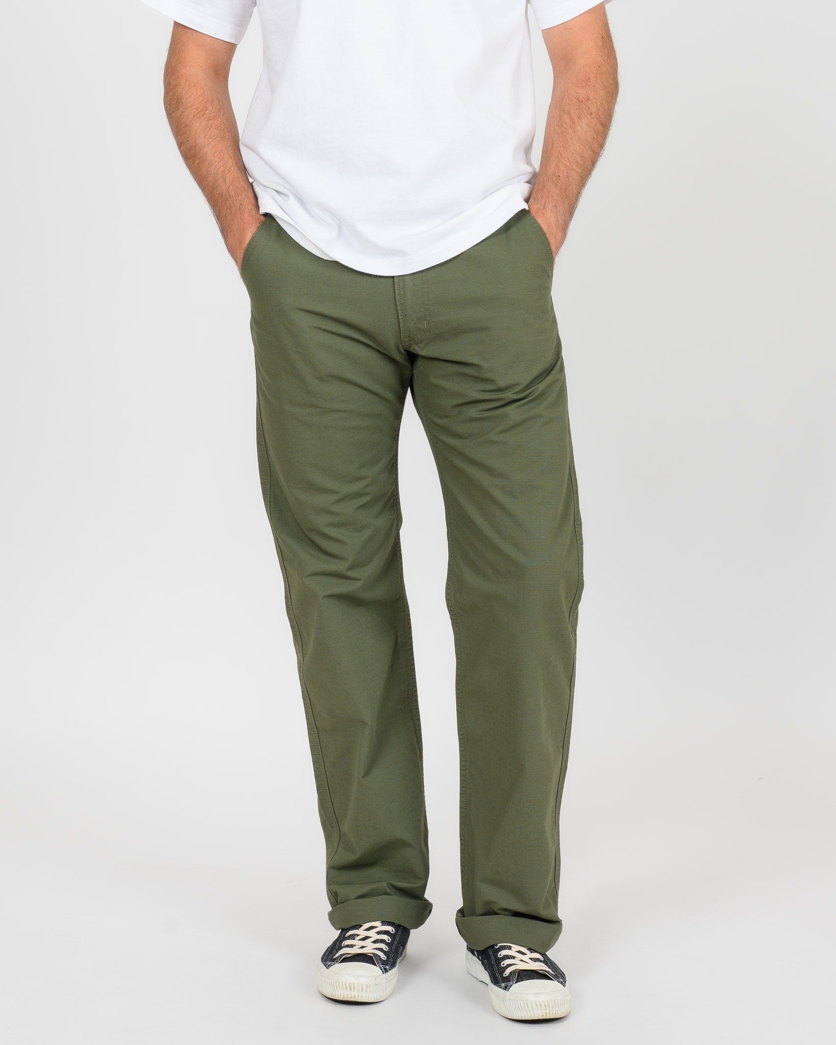 8oz Ripstop Wide Work Pants - Army Green