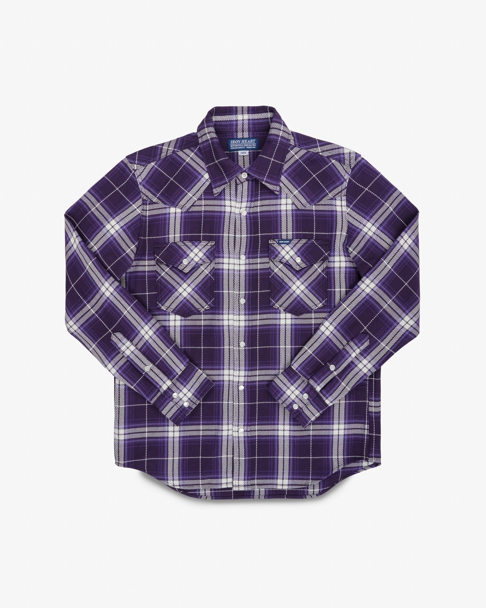 9oz Selvedge Flannel Check Western Shirt - Purple