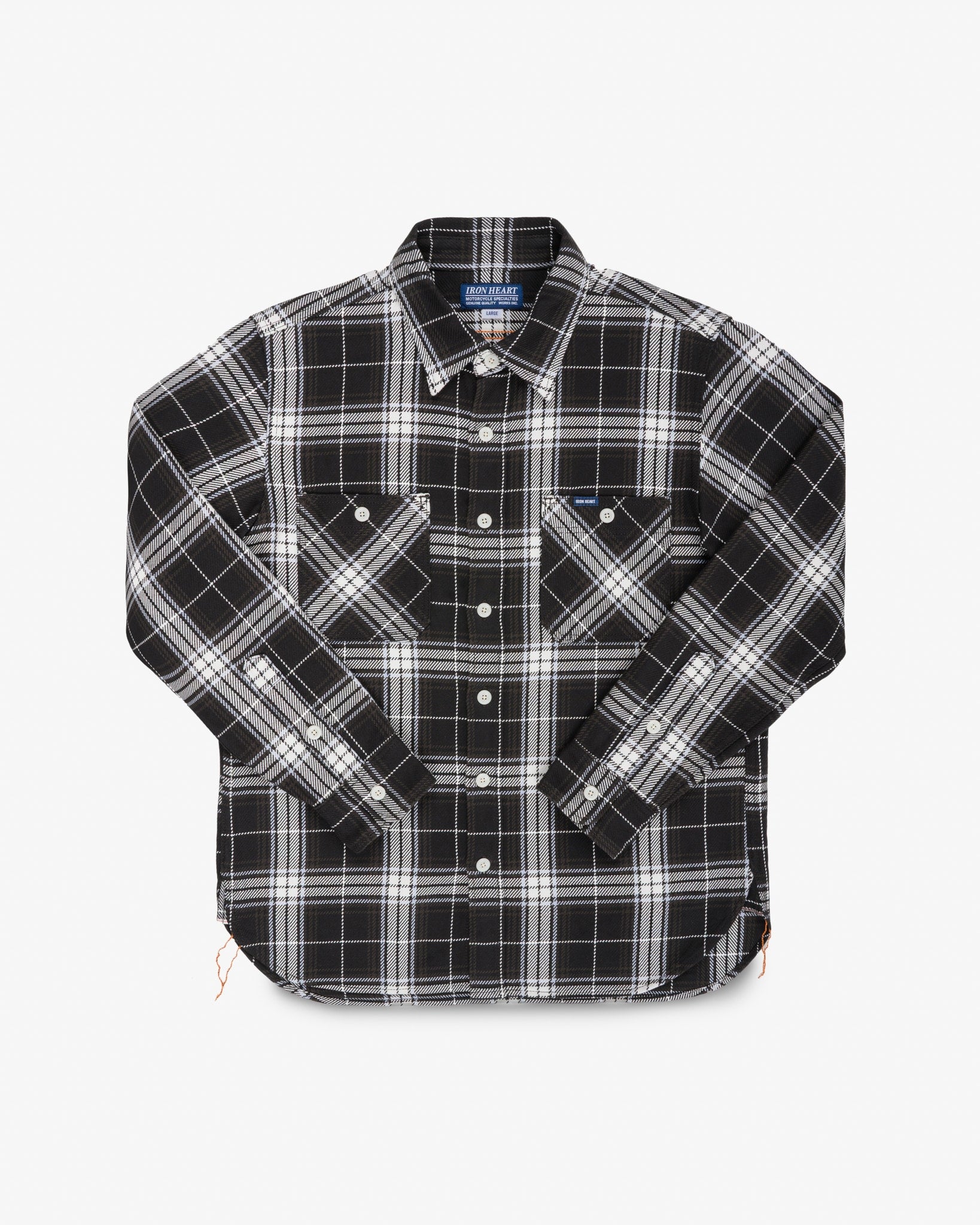 9oz Selvedge Flannel Check Work Shirt - Black