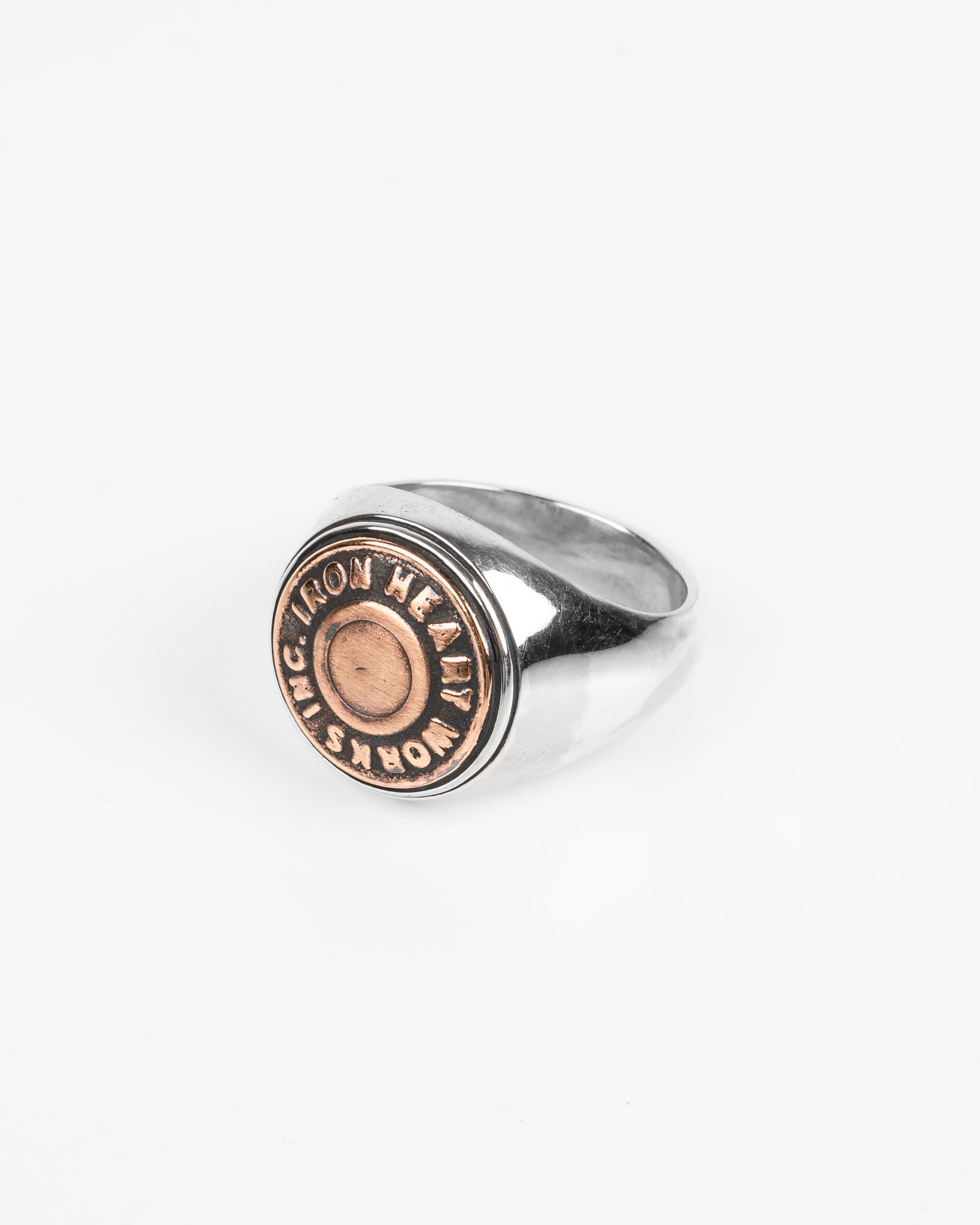 Iron Heart 0.925 Sterling Silver Button Ring