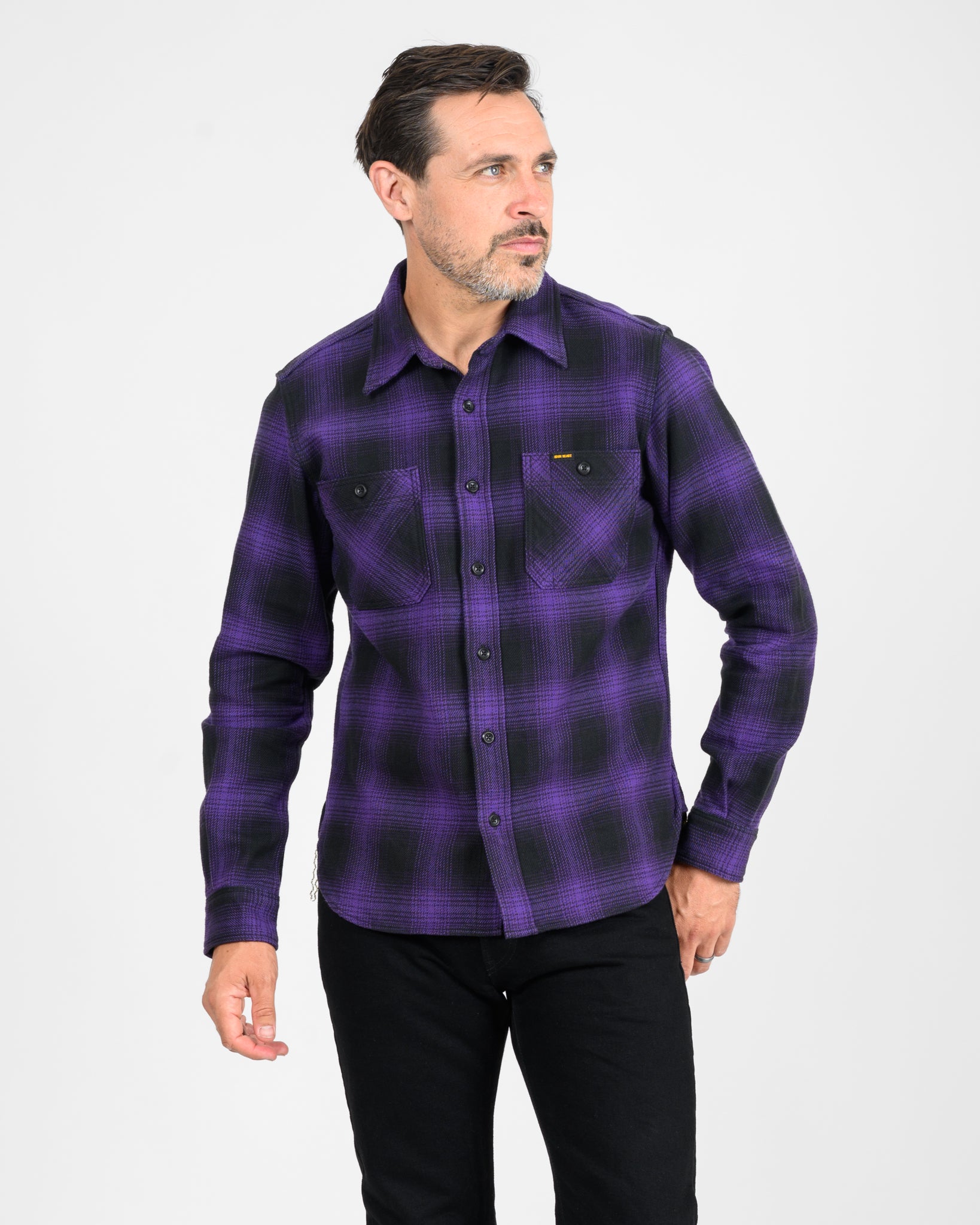 Ultra Heavy Flannel Ombré Check Work Shirt - Purple/Black