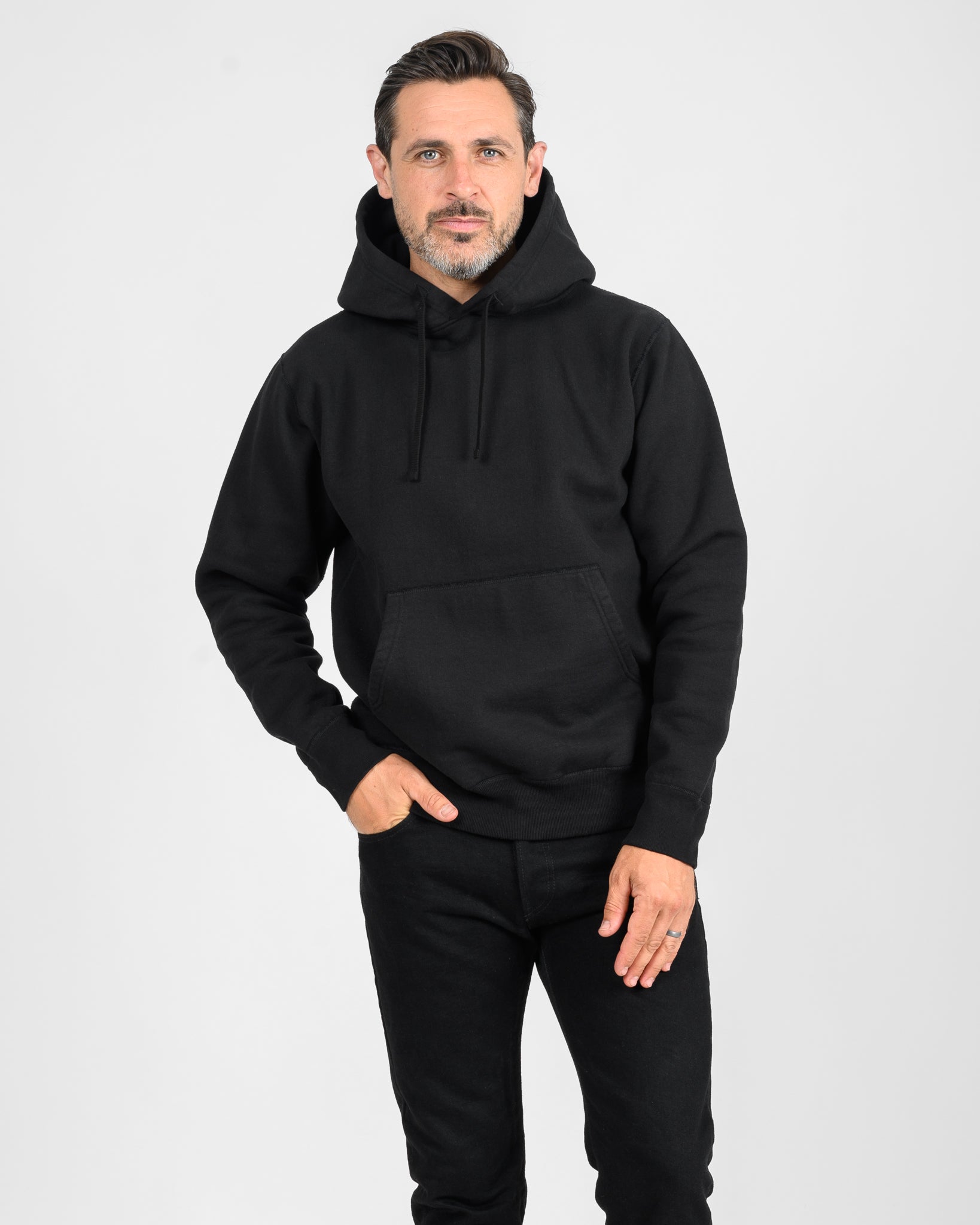 14oz Ultra Heavyweight Loopwheel Cotton Hoodie - Black