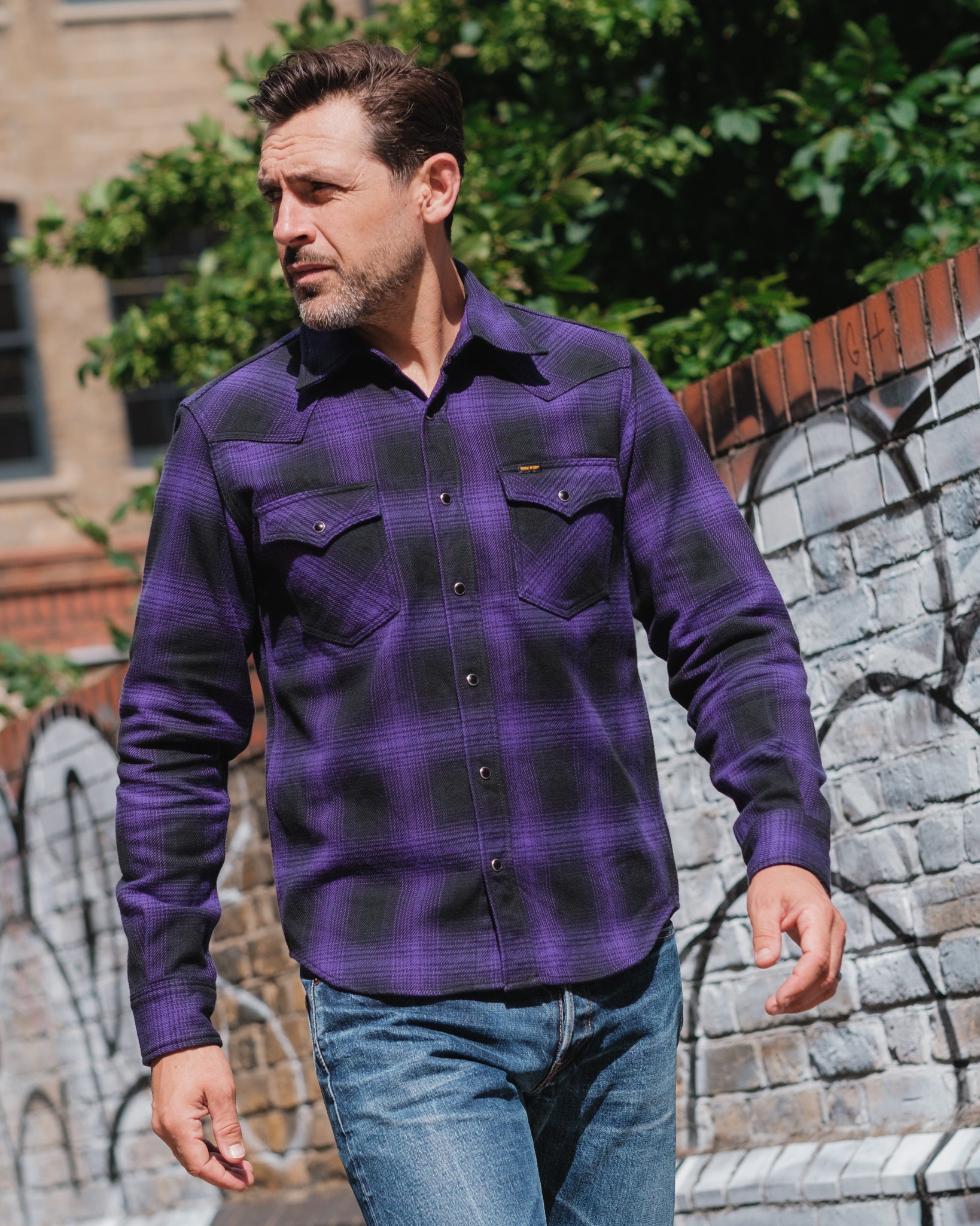 IRON HEART パープルチェックネルシャツ XX-LARGE