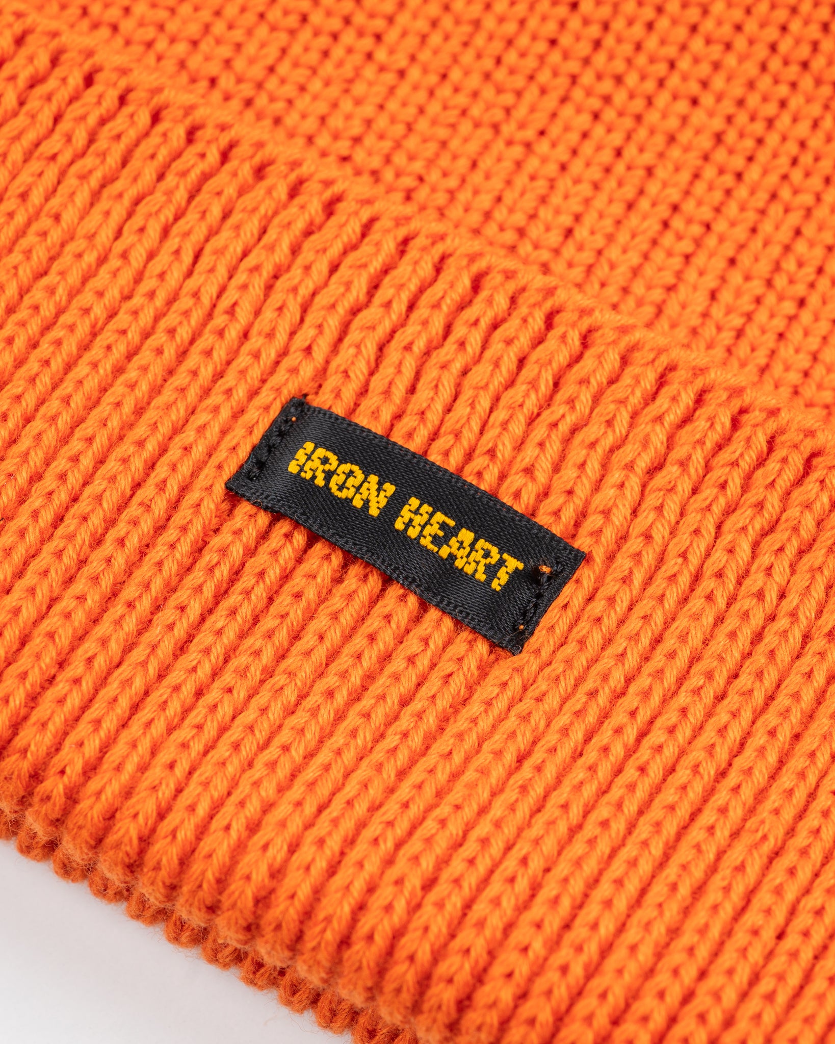 100% Cotton Ribbed Beanie - Orange