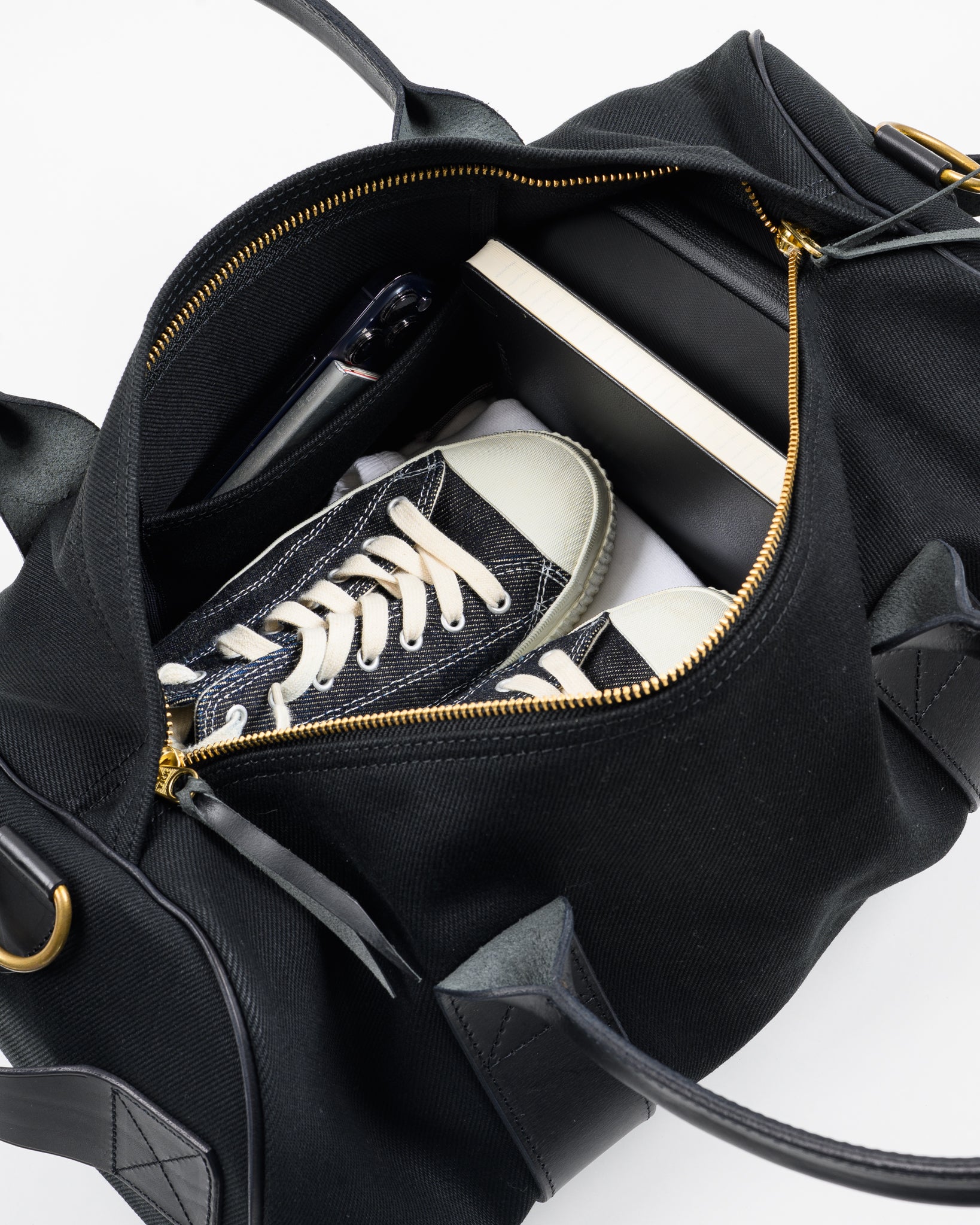 Japanese Denim and Leather Holdall – Iron Heart