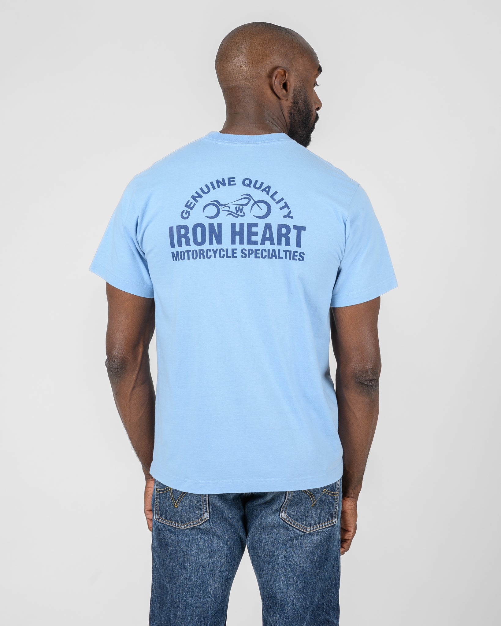7.5oz Printed Loopwheel Crew Neck T-Shirt - Sax Blue