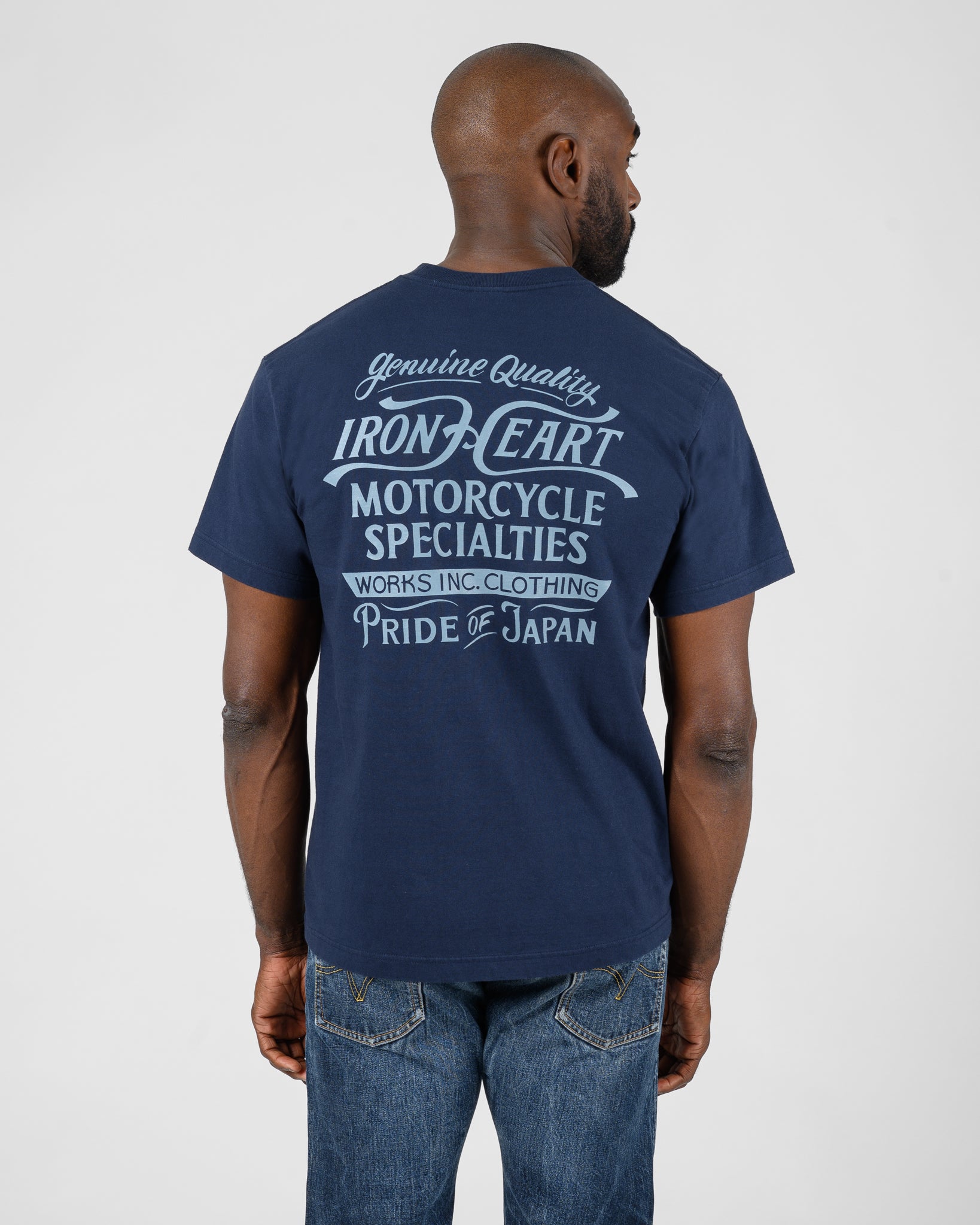 7.5oz Printed Loopwheel Crew Neck T-Shirt - Navy
