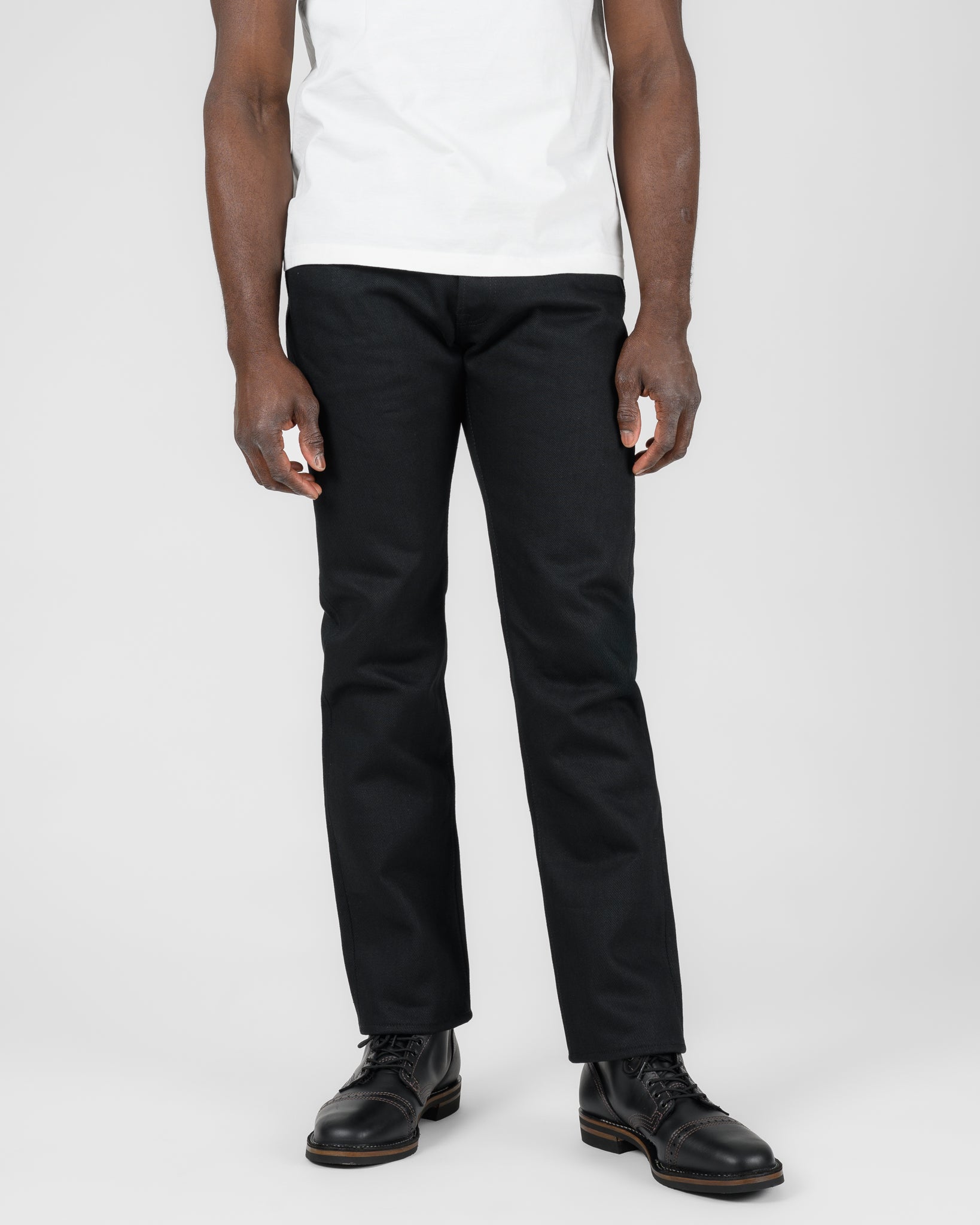 21oz Selvedge Denim Medium/High Rise Tapered Cut - Superblack Non