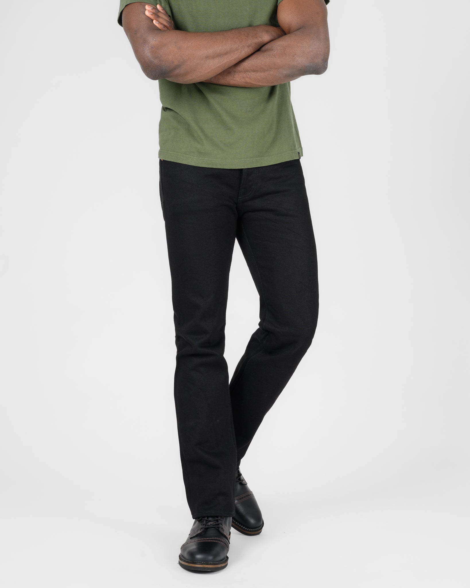 21oz Selvedge Denim Slim Straight Cut Jeans - Superblack